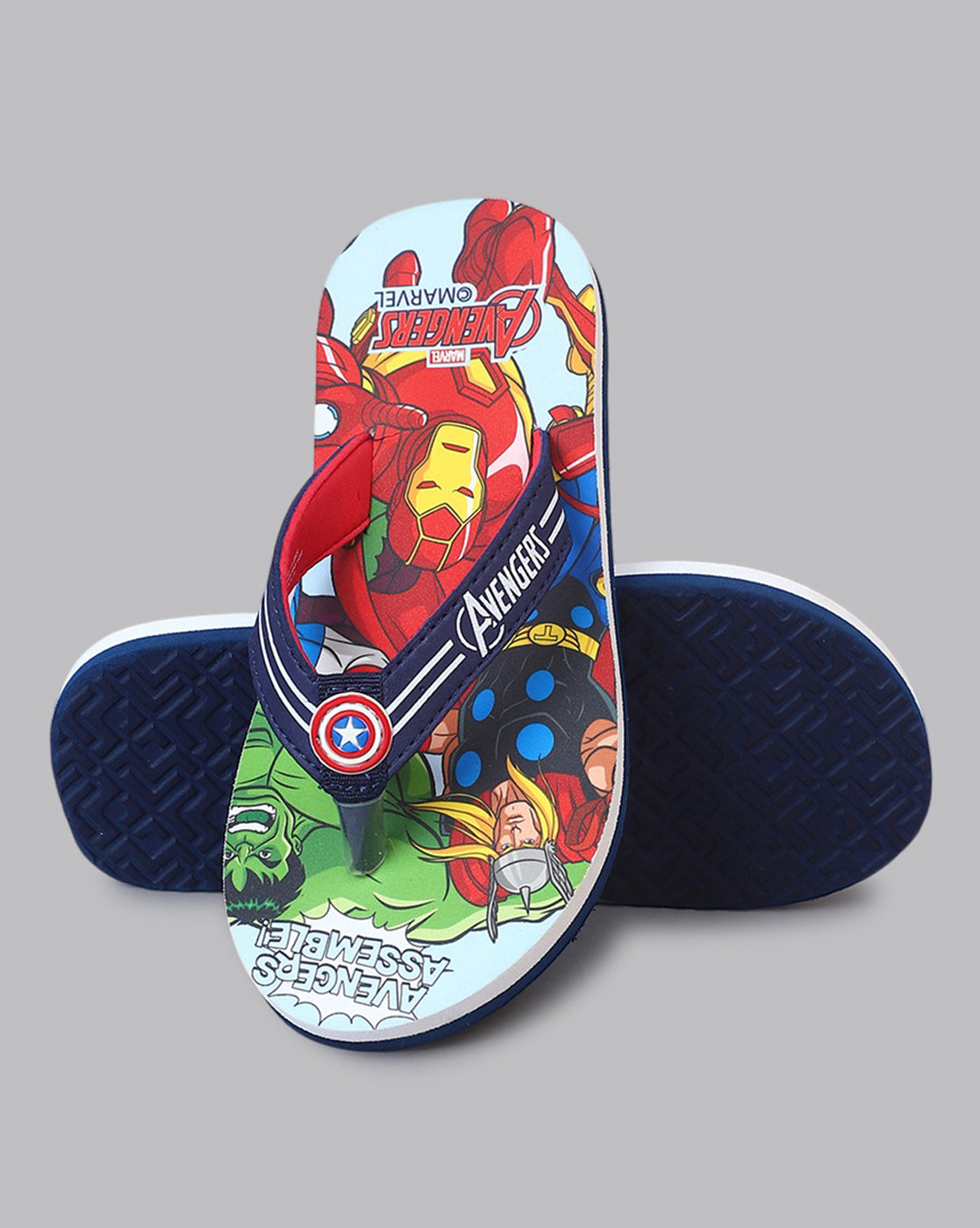 Avengers Printed Navy Blue Flip-Flops For Kids Boys