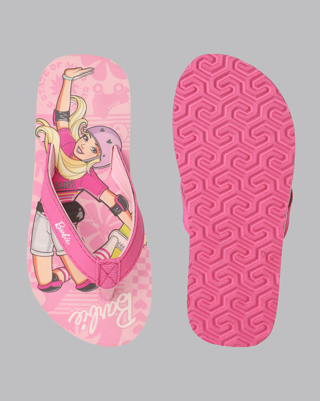 Barbie Printed Pink Flip-Flops For Kids Girls