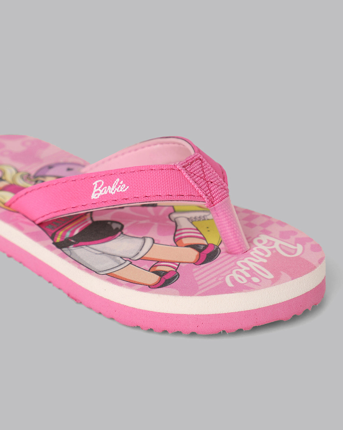 Barbie Printed Pink Flip-Flops For Kids Girls