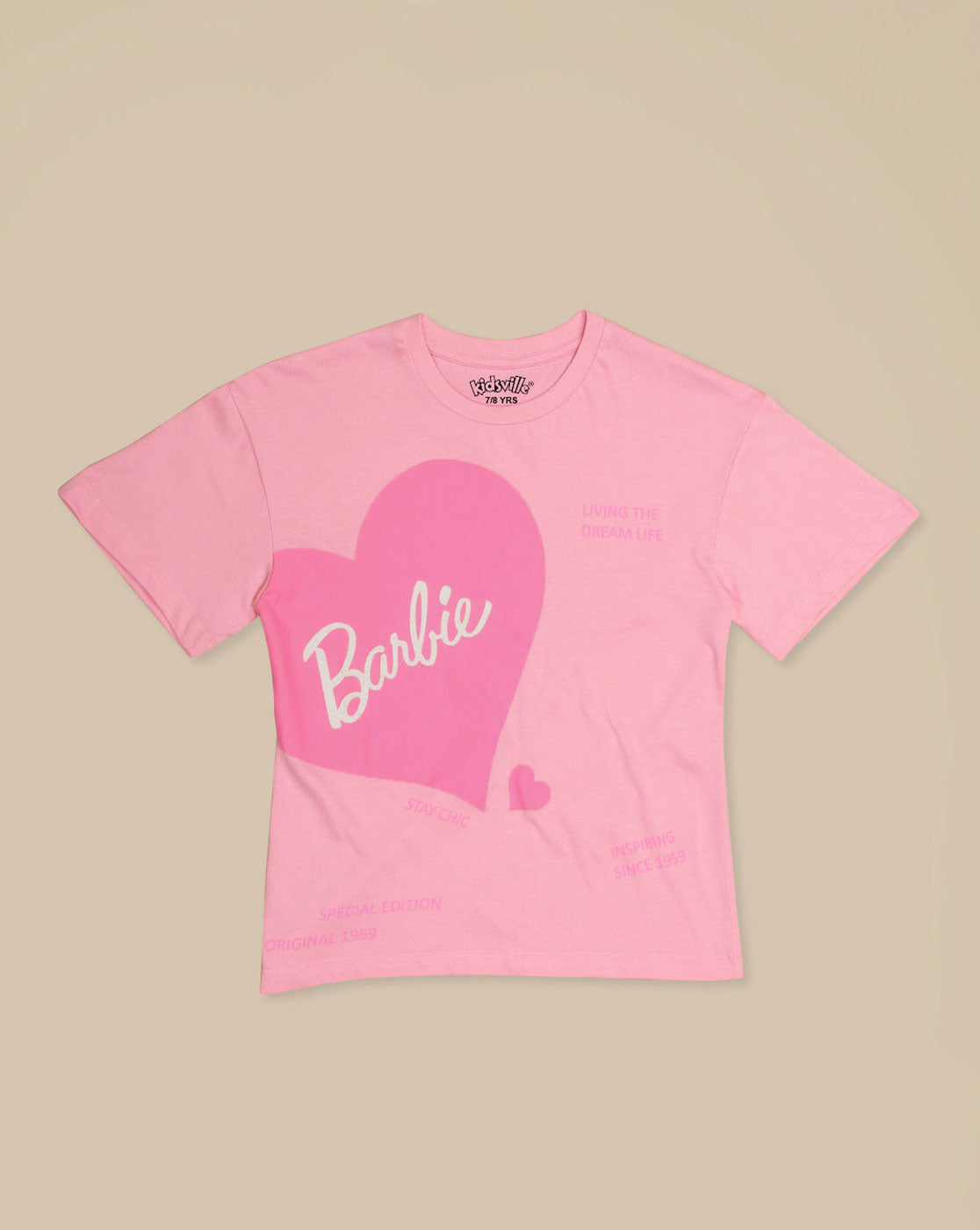 Barbie printed Relaxed Fit T-Shirt & Shorts Co-Ords Set For Girls