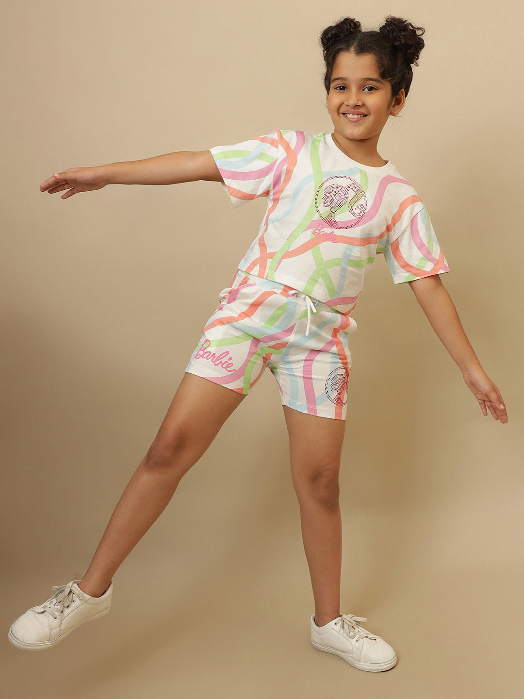 Barbie Printed Regular Fit Shorts For Girls