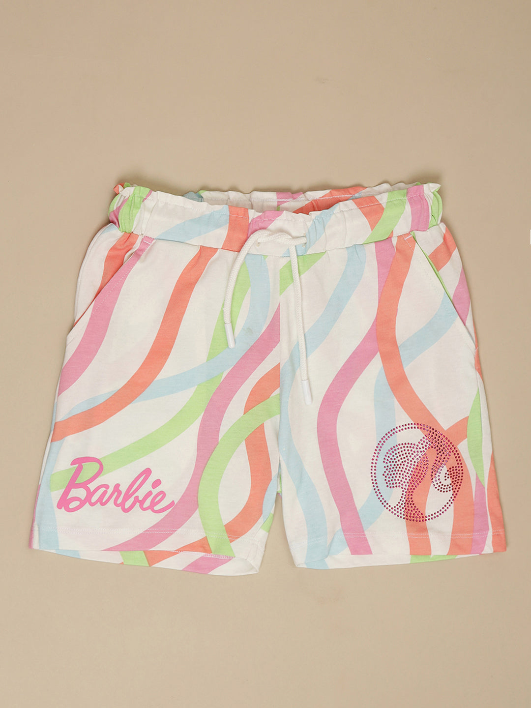 Barbie Printed Regular Fit Shorts For Girls