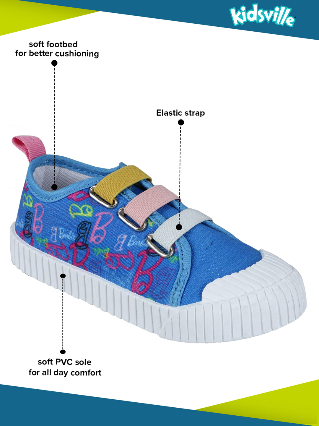 Barbie Printed Canvas Shoes For Kids Girls