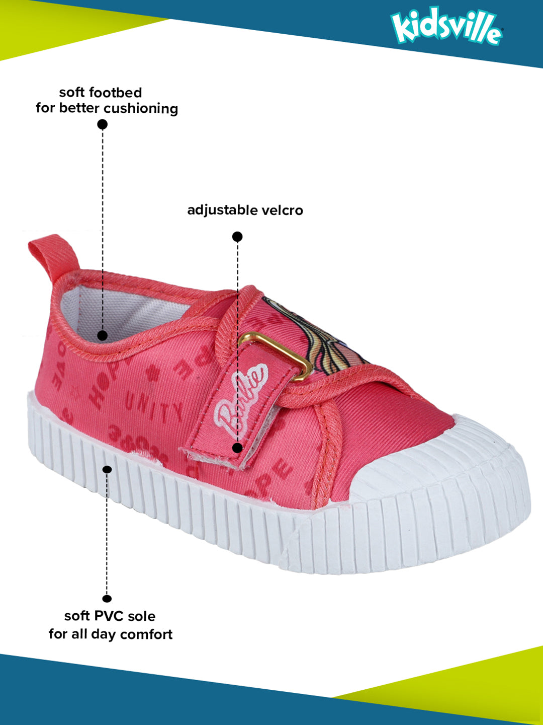 Barbie Printed Canvas Shoes For Kids Girls