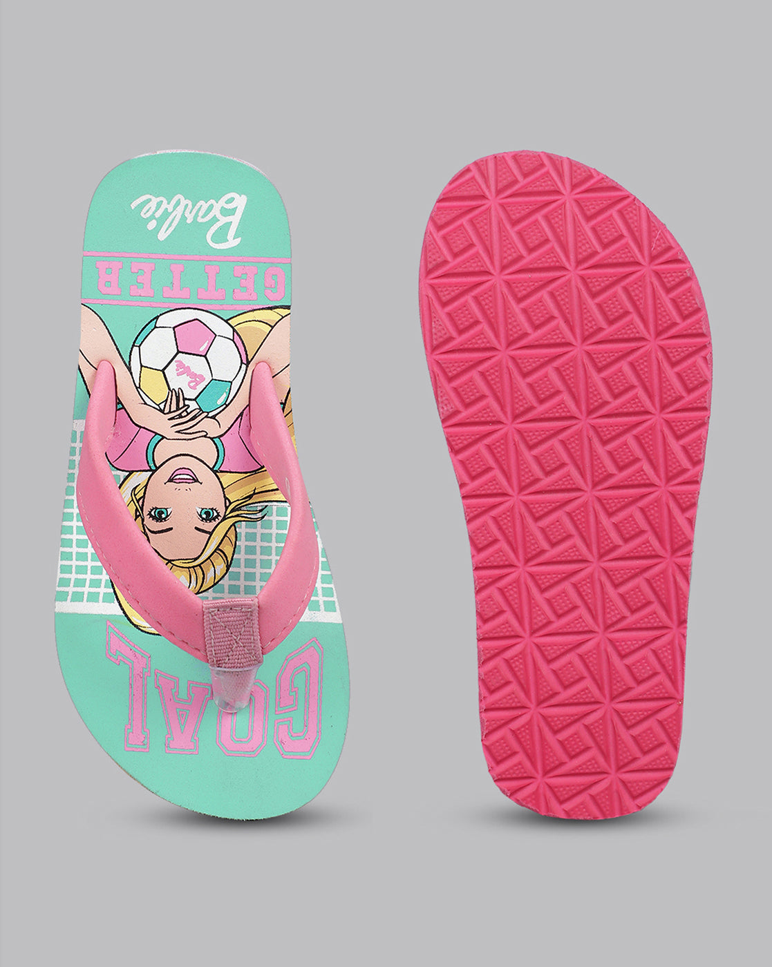 Barbie Printed Mint Flip-Flops For Kids Girls