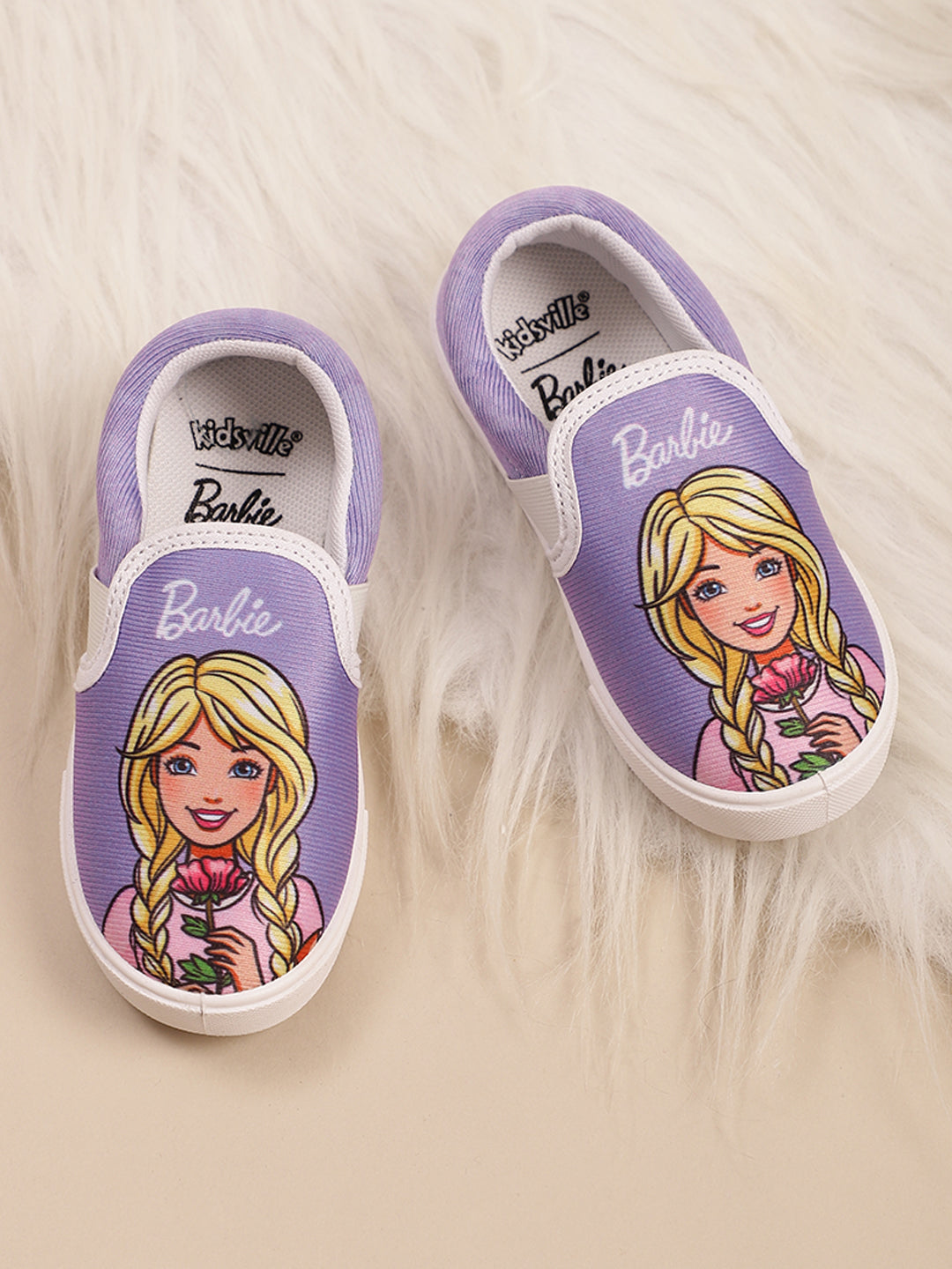 Kids Girls Barbie Printed Purple Canvas