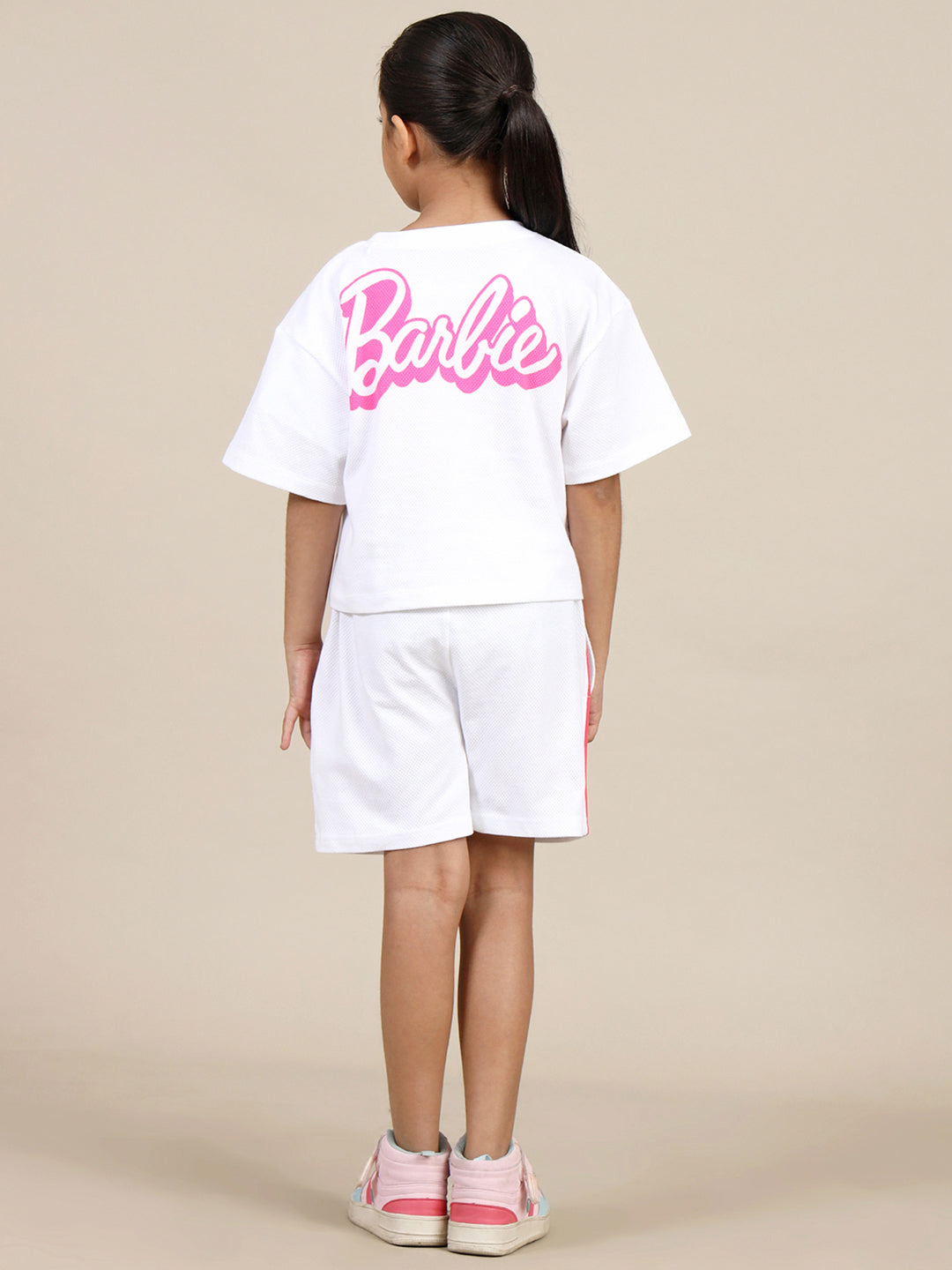Barbie Printed T-Shirt & Shorts Co-Ords Set For Girls