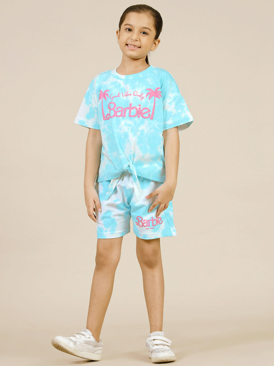 Barbie Printed T-Shirt & Shorts Co-Ords Set For Girls