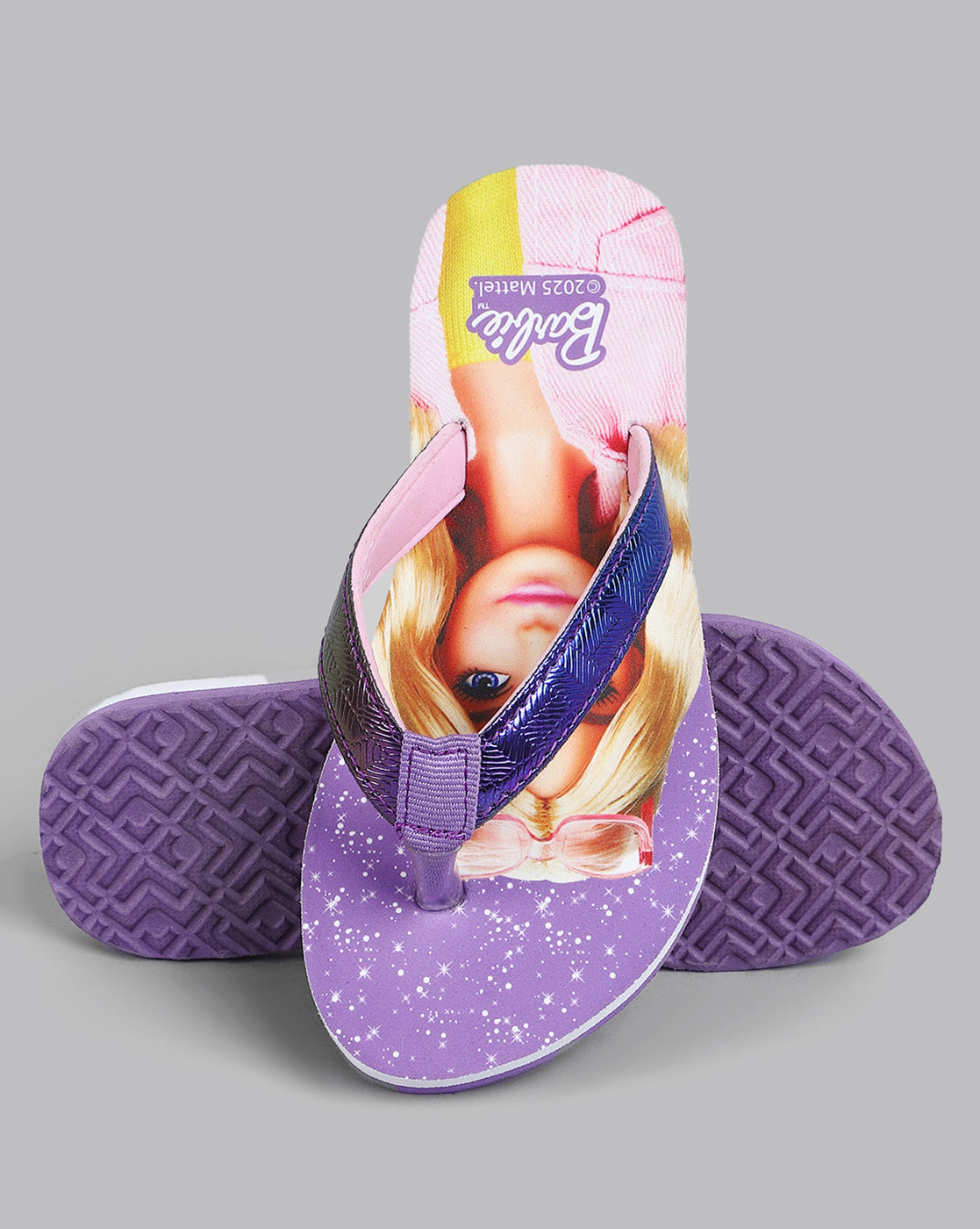 Barbie Printed Purple Flip-Flops For Kids Girls