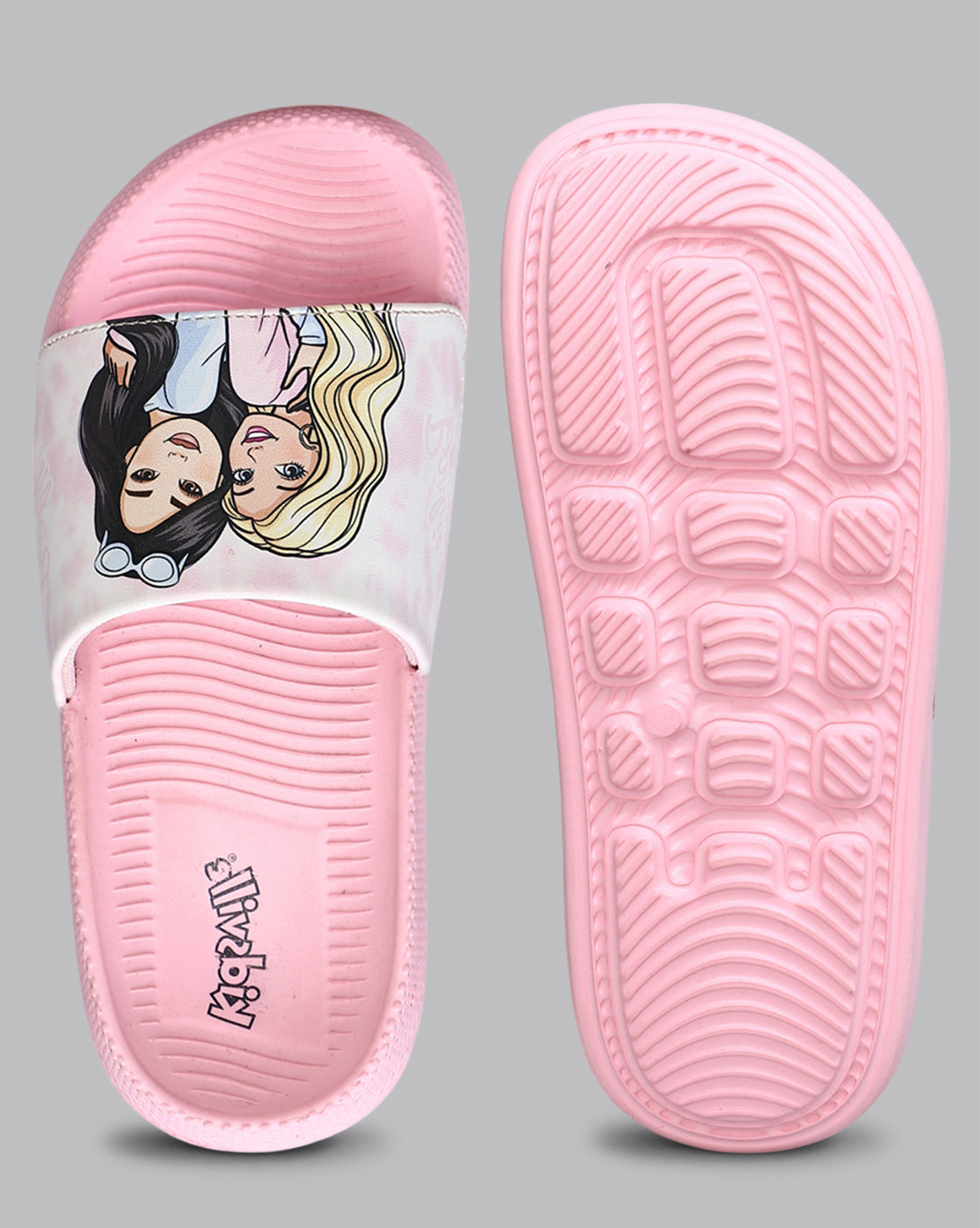 Barbie Printed Pink Sliders for Girls