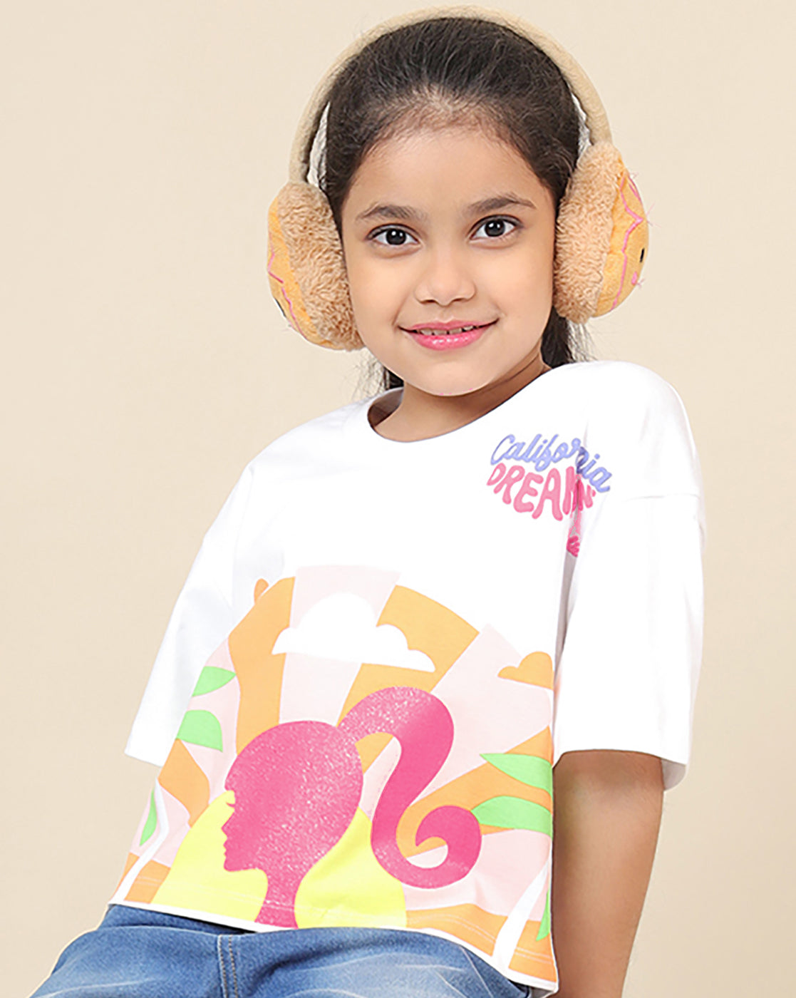 Barbie Printed Boxy Fit Tshirt For Girls