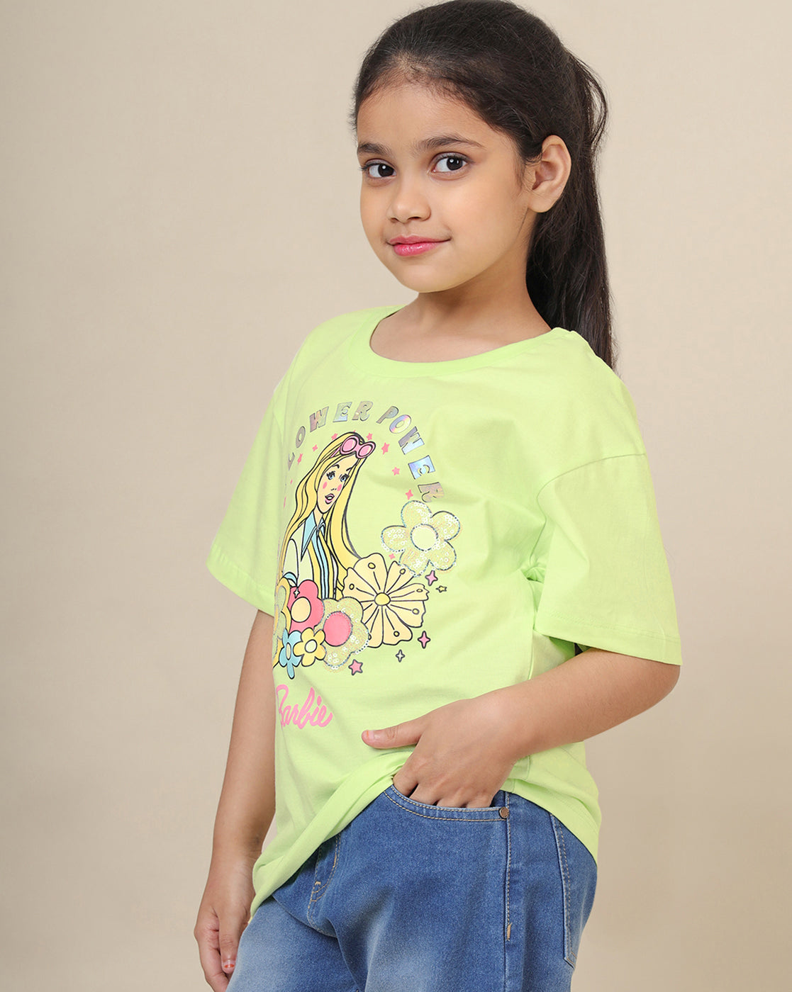 Barbie Printed Oversized Fit Tshirt For Girls