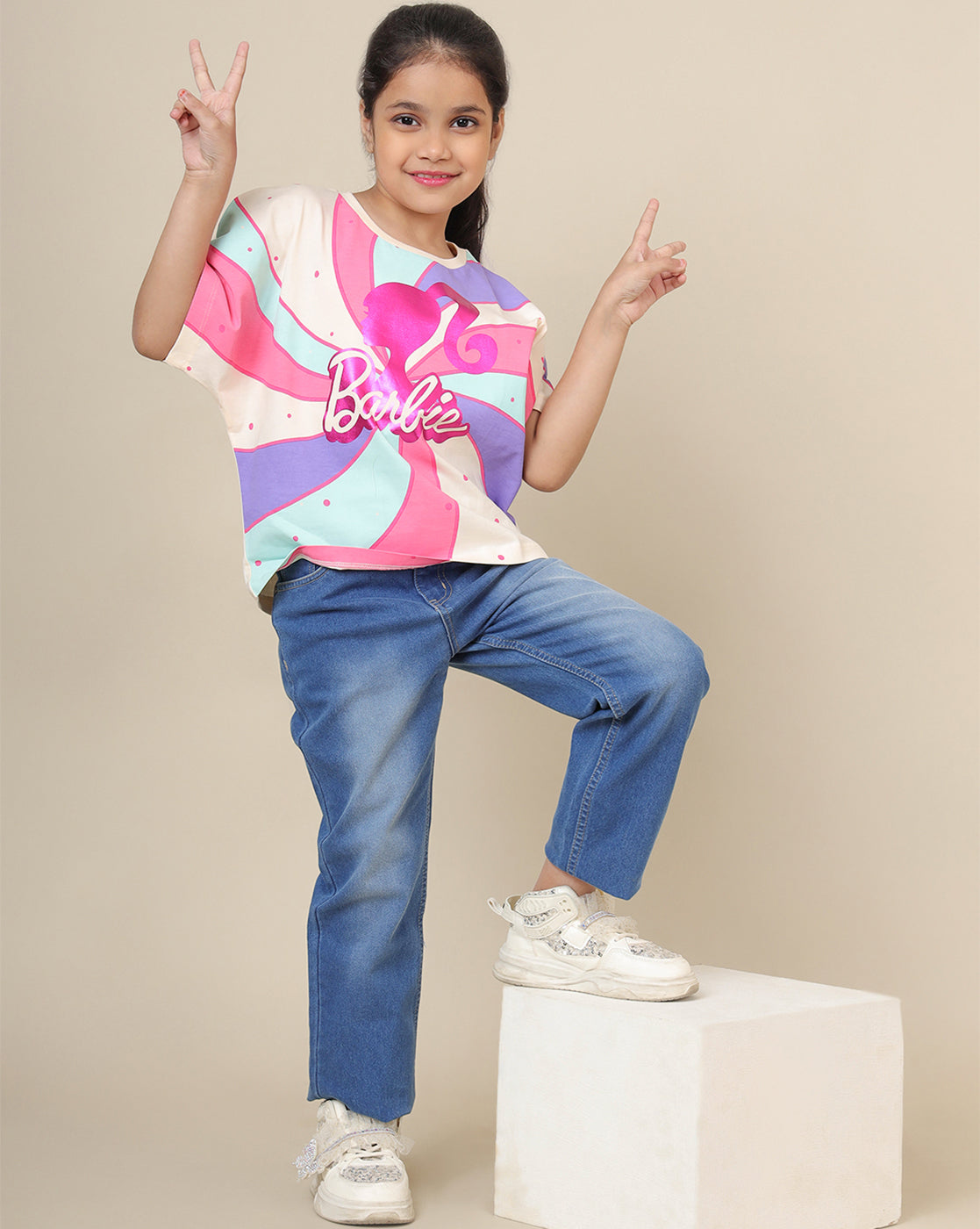 Barbie Printed Oversized Tshirt For Girls
