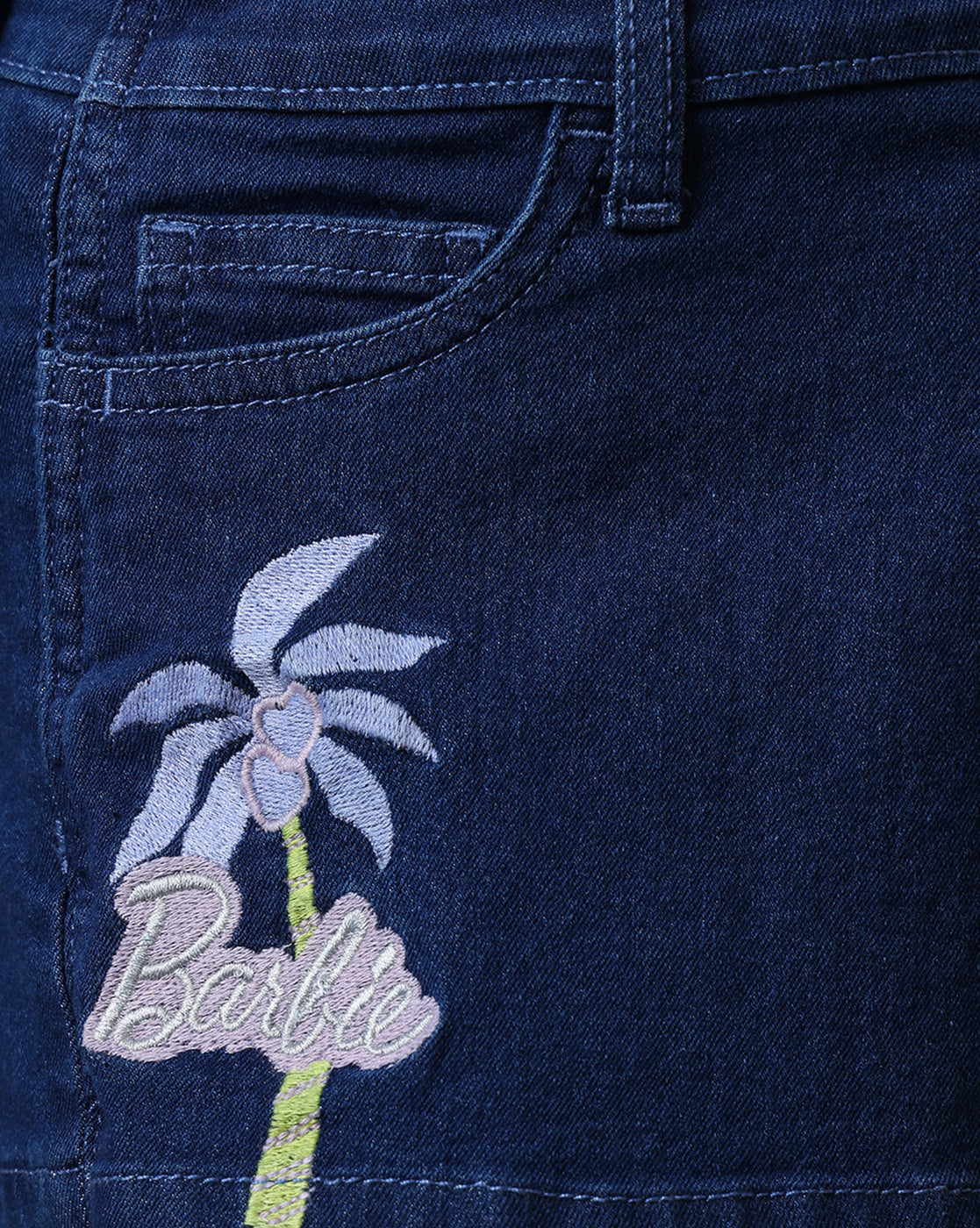 Barbie Embroidered Denim Skorts For Girls