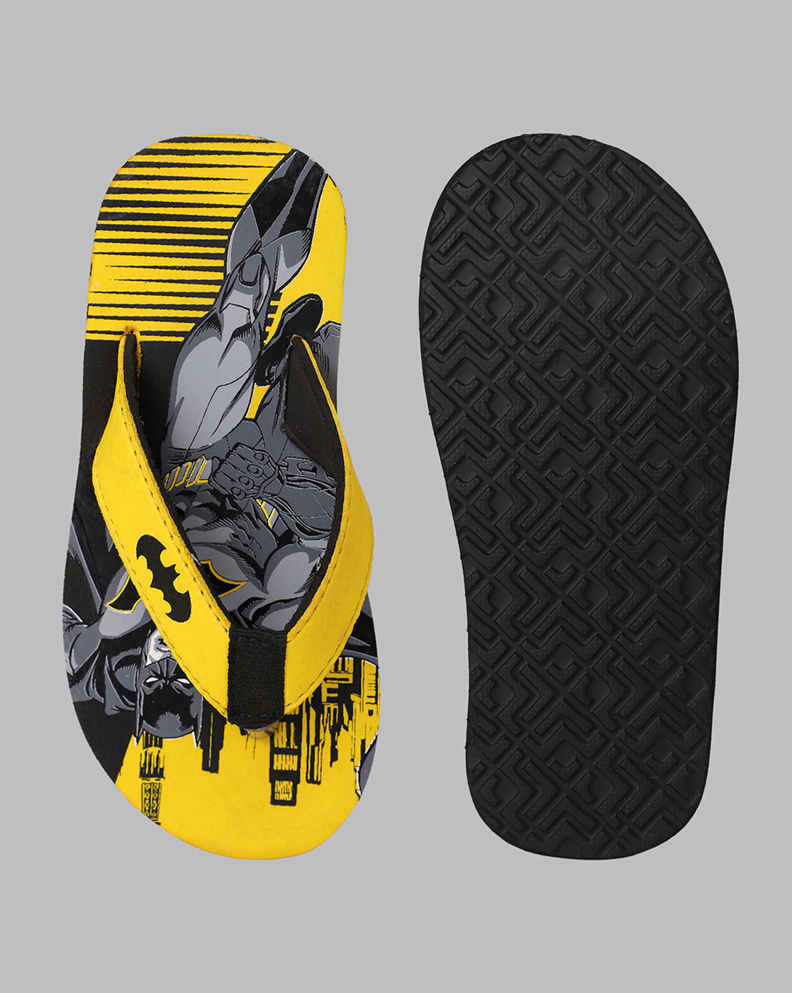 Batman Printed Yellow Flip-Flops For Kids Boys