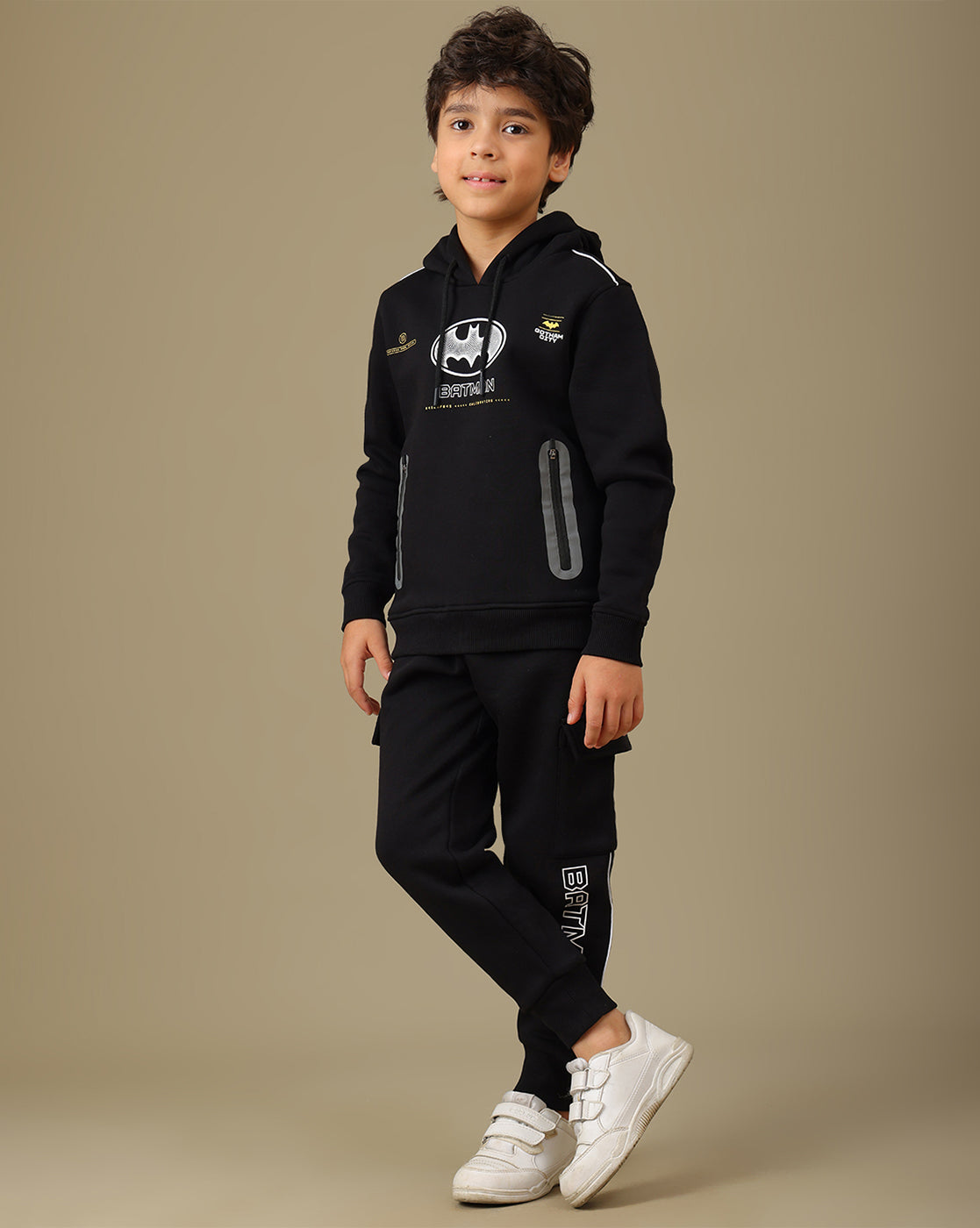 Batman Printed Regular Fit Hoodie and Joggers For Boys