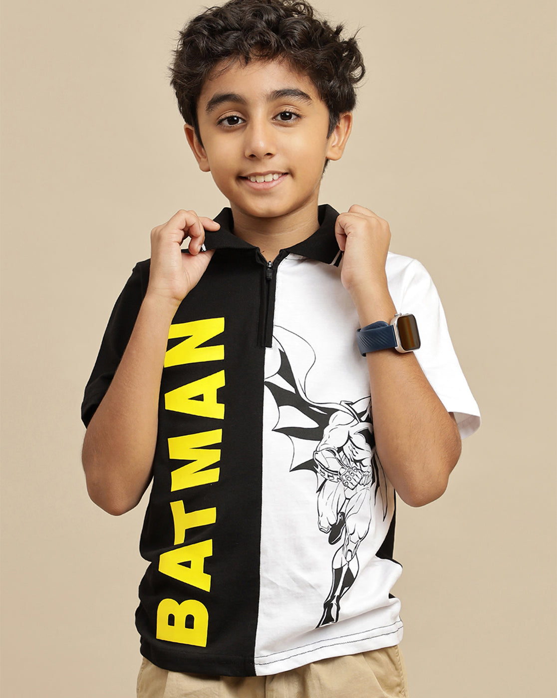 Batman Printed Regular Fit Polo-T-Shirt For Boys