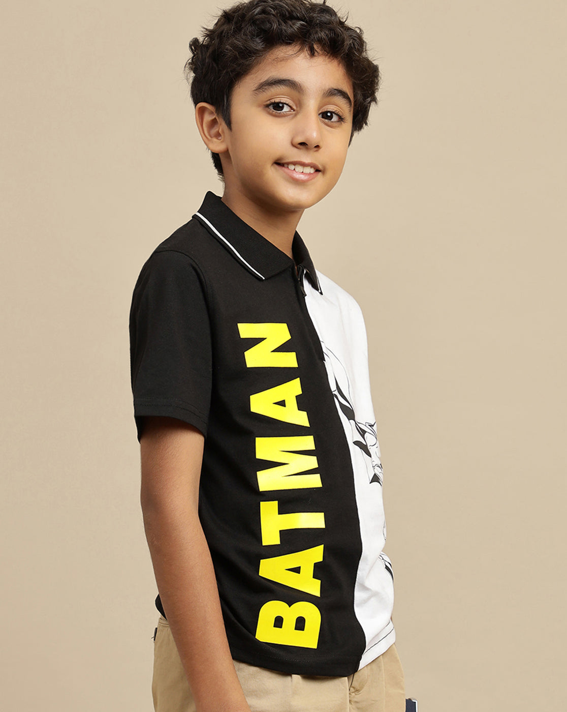 Batman Printed Regular Fit Polo-T-Shirt For Boys