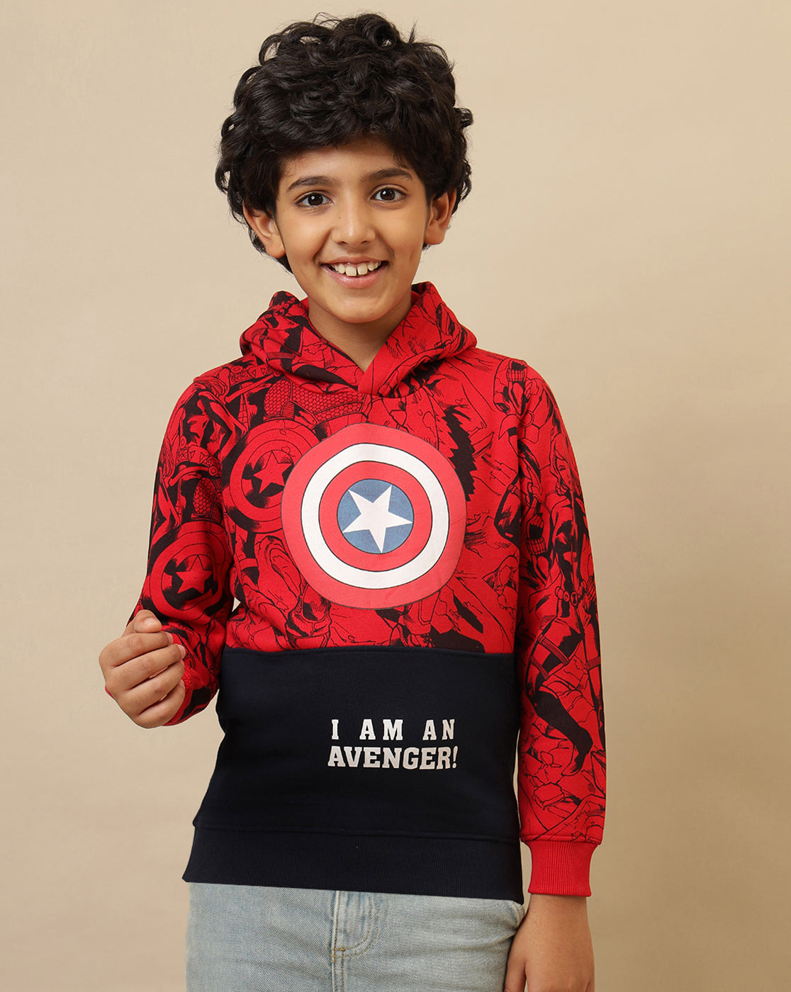 Captain America Printed Regular Fit Hoodie For Boys