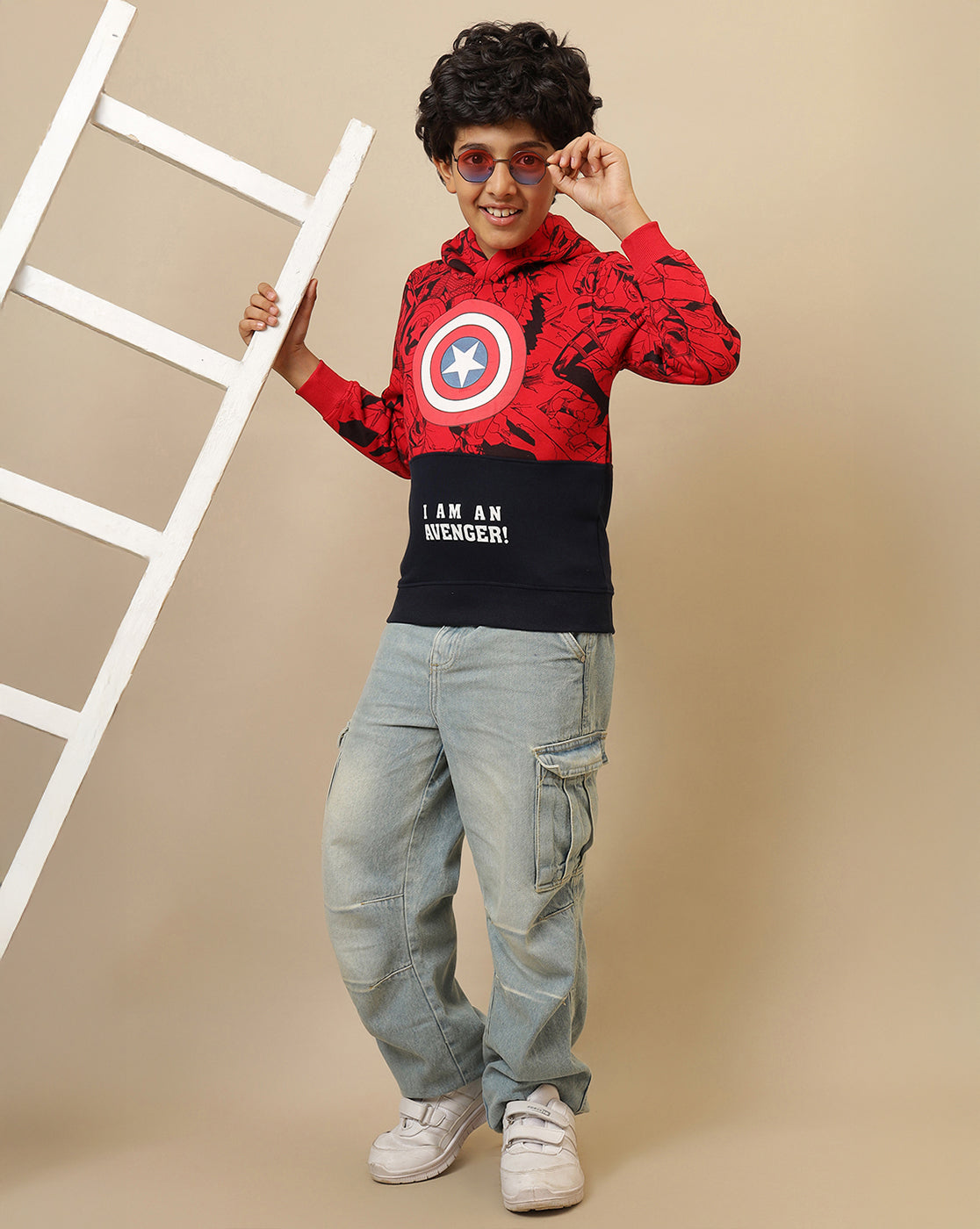 Captain America Printed Regular Fit Hoodie For Boys