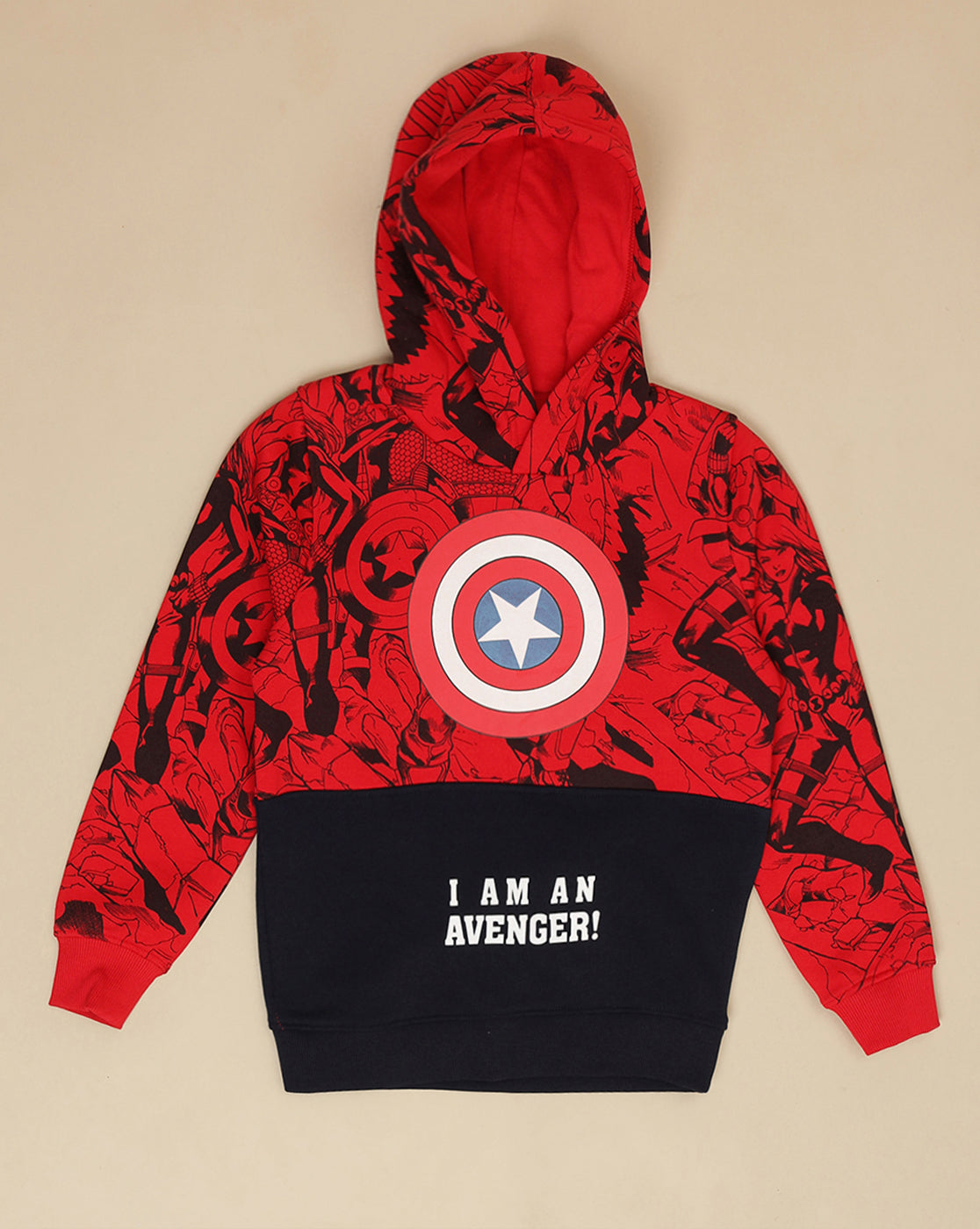 Captain America Printed Regular Fit Hoodie For Boys