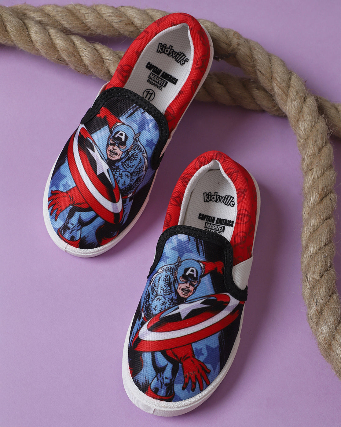Captain America Printed Canvas Shoes For Kids Boys