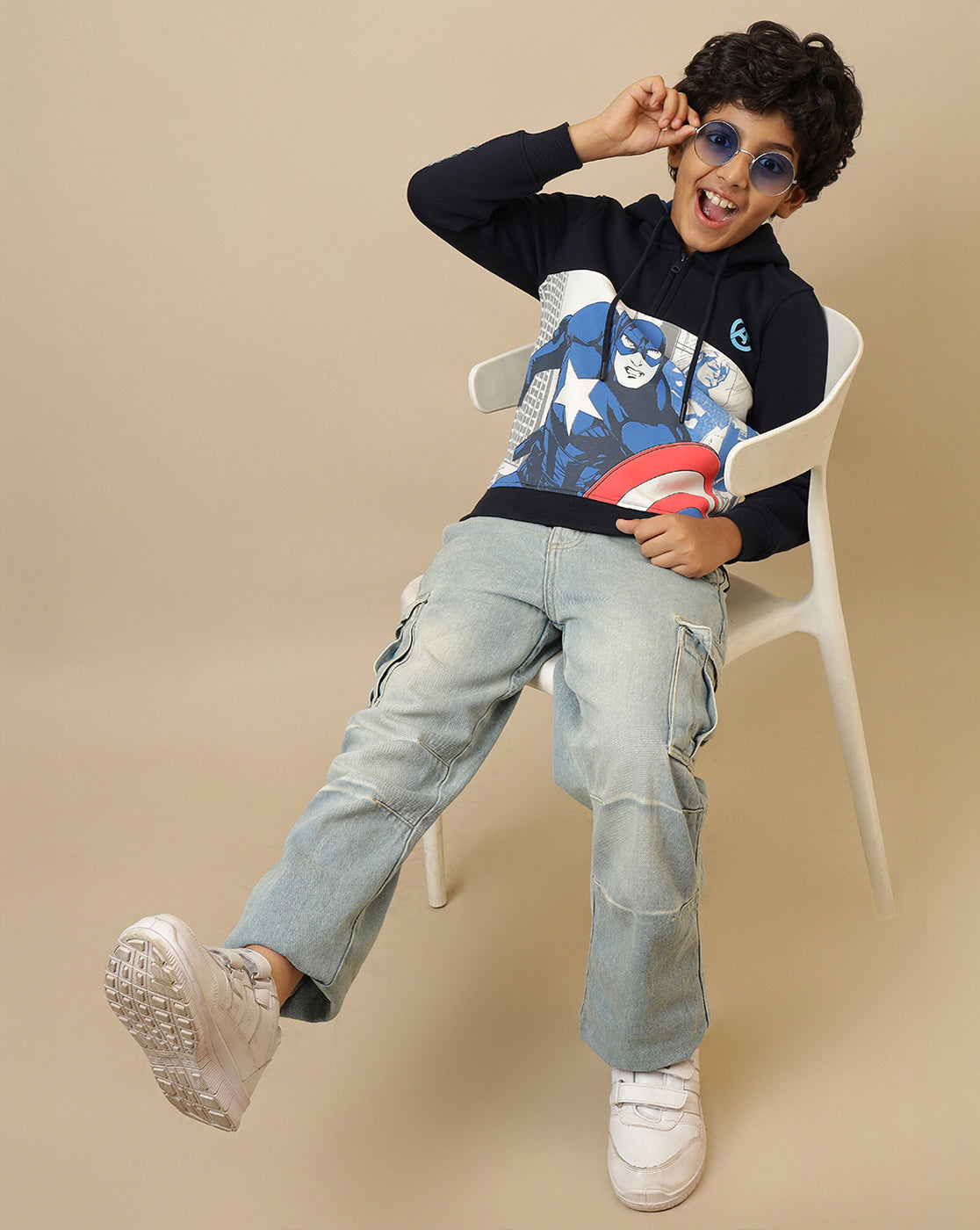 Captain America Printed Regular Fit Hoodie For Boys