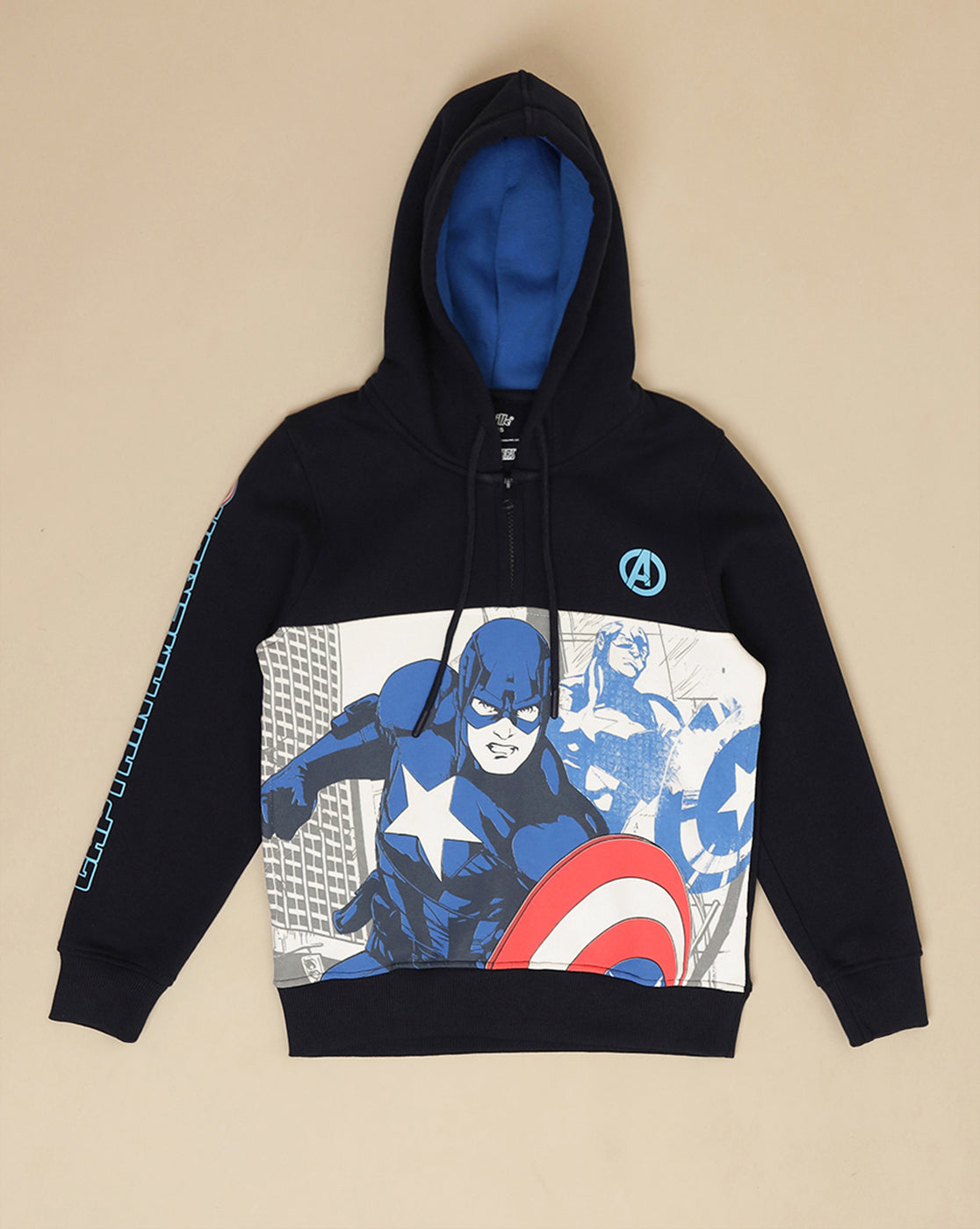Captain America Printed Regular Fit Hoodie For Boys