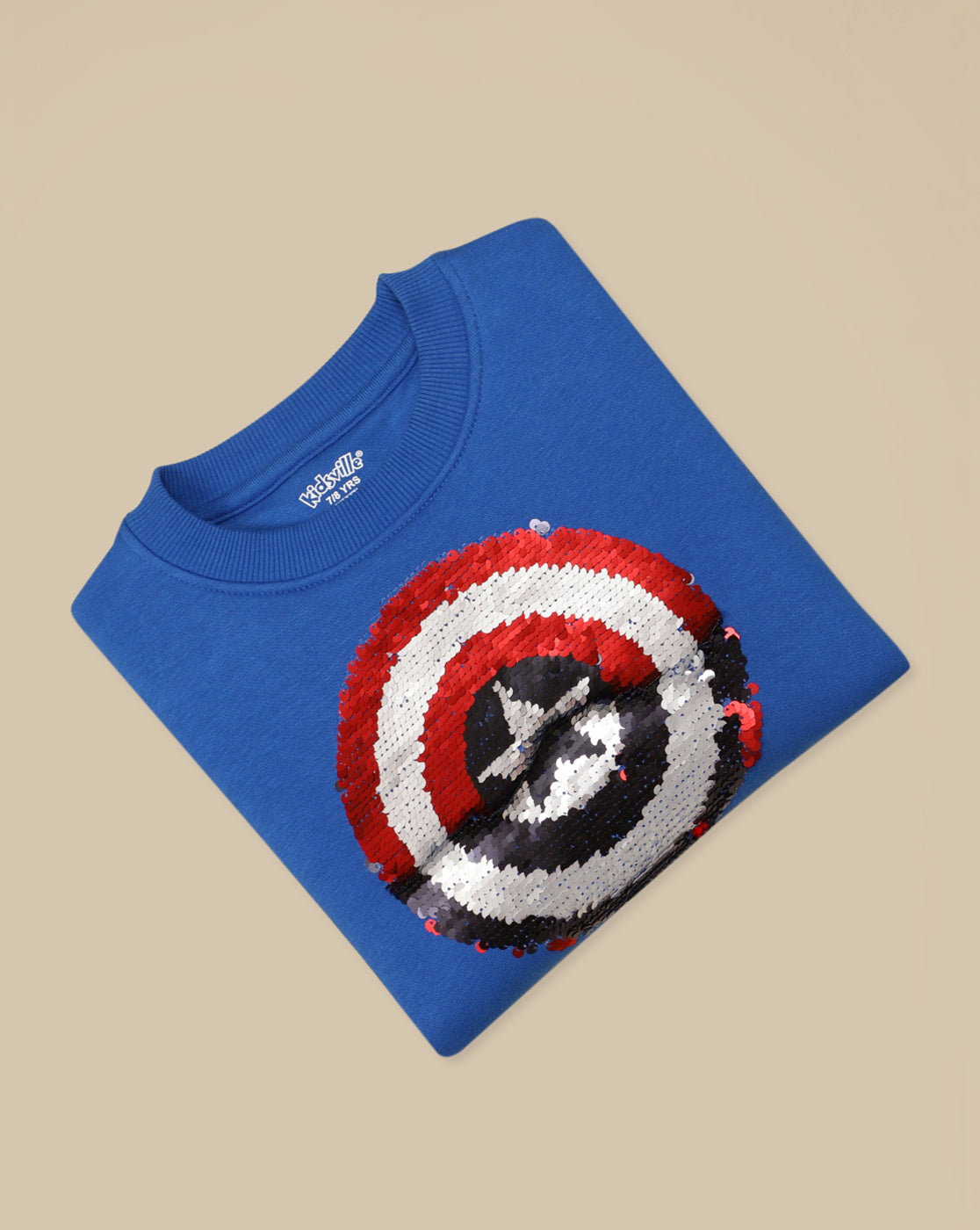Captain America Printed Oversized Reversible Sequin Sweatshirt For Boys