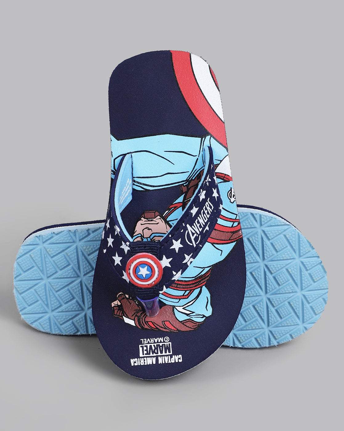 Captain America Printed Navy Flip-Flops For Kids Boys