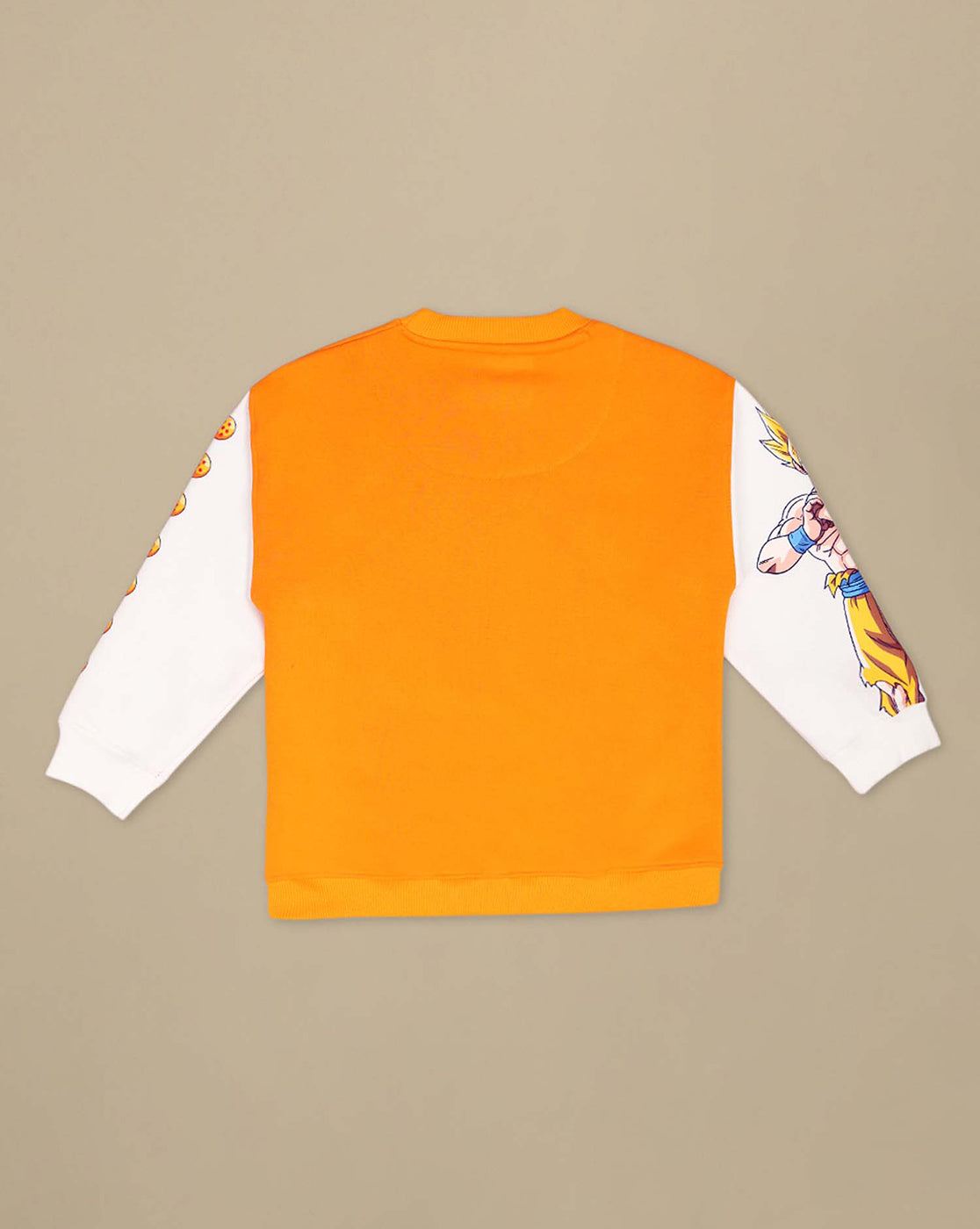 Dragon Ball Z: Goku Anime Printed Orange & White Oversized Sweatshirt For Boys