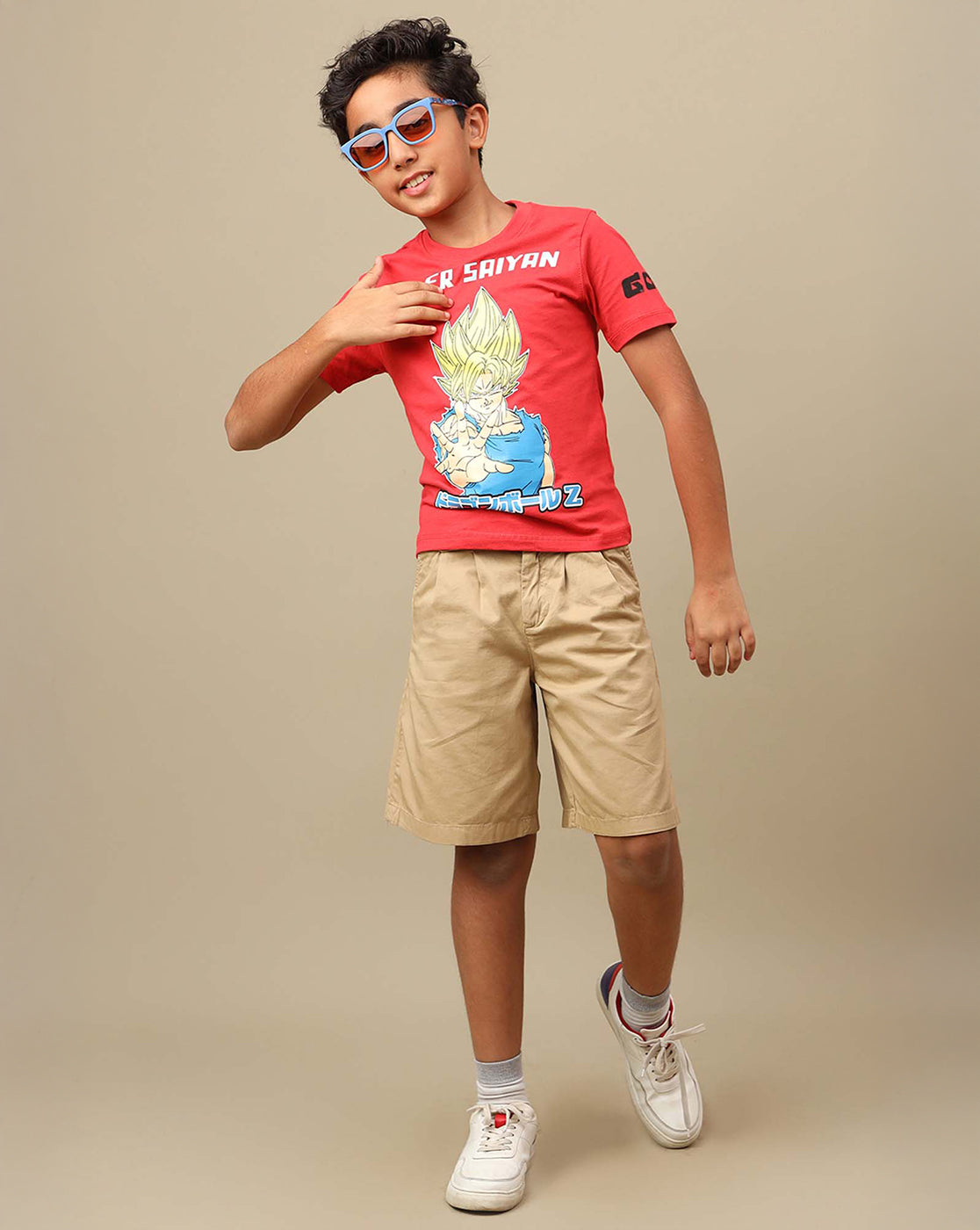 Dragon Ball Z: Super Saiyan Goku Anime Printed Cranberry Regular Fit Pure Cotton Tshirt For Boys