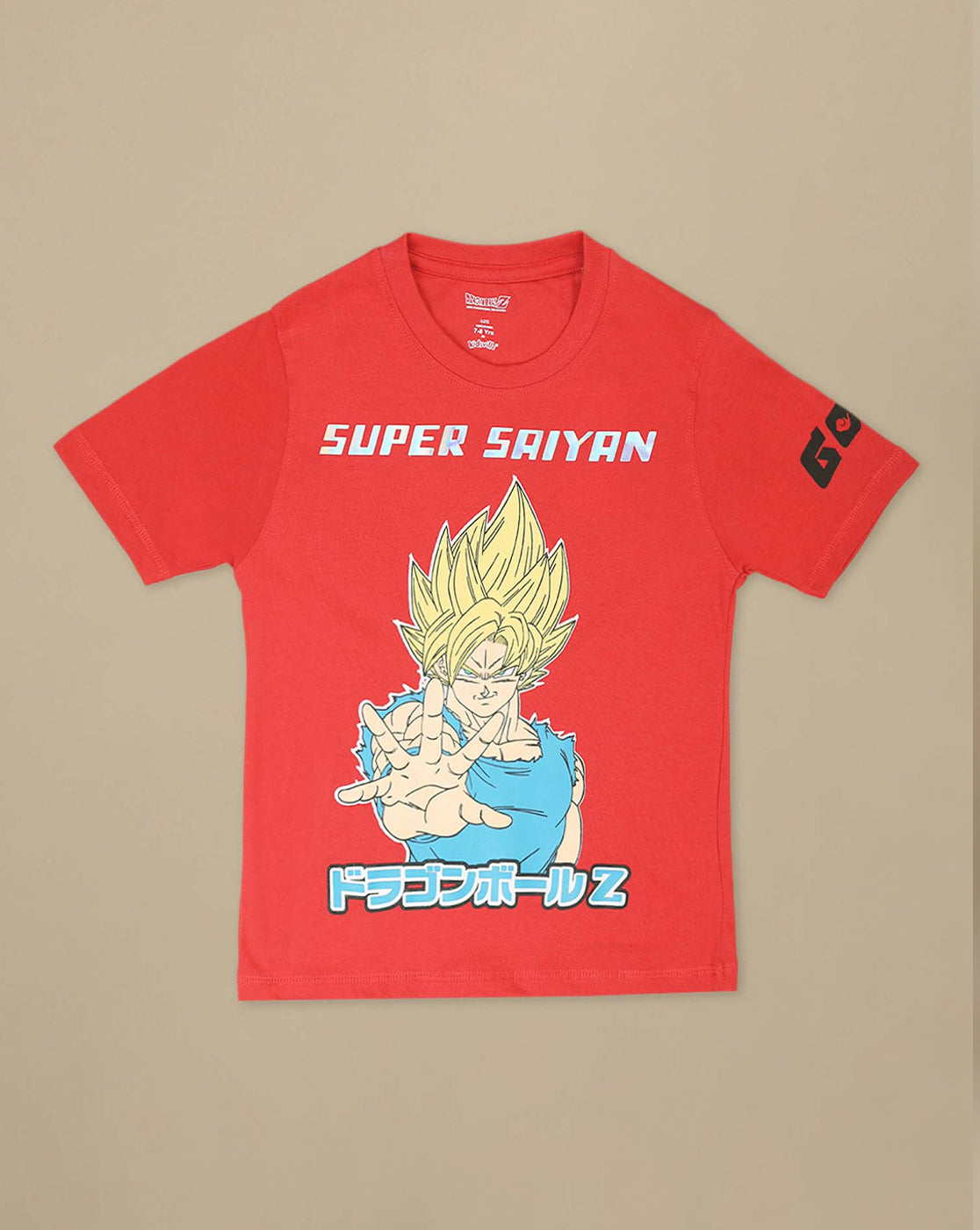 Dragon Ball Z: Super Saiyan Goku Anime Printed Cranberry Regular Fit Pure Cotton Tshirt For Boys