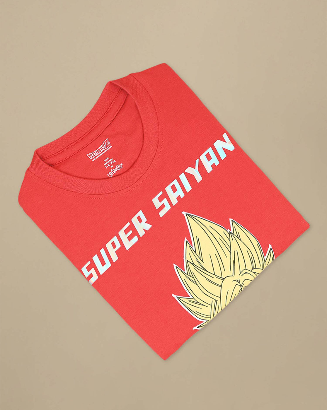 Dragon Ball Z: Super Saiyan Goku Anime Printed Cranberry Regular Fit Pure Cotton Tshirt For Boys