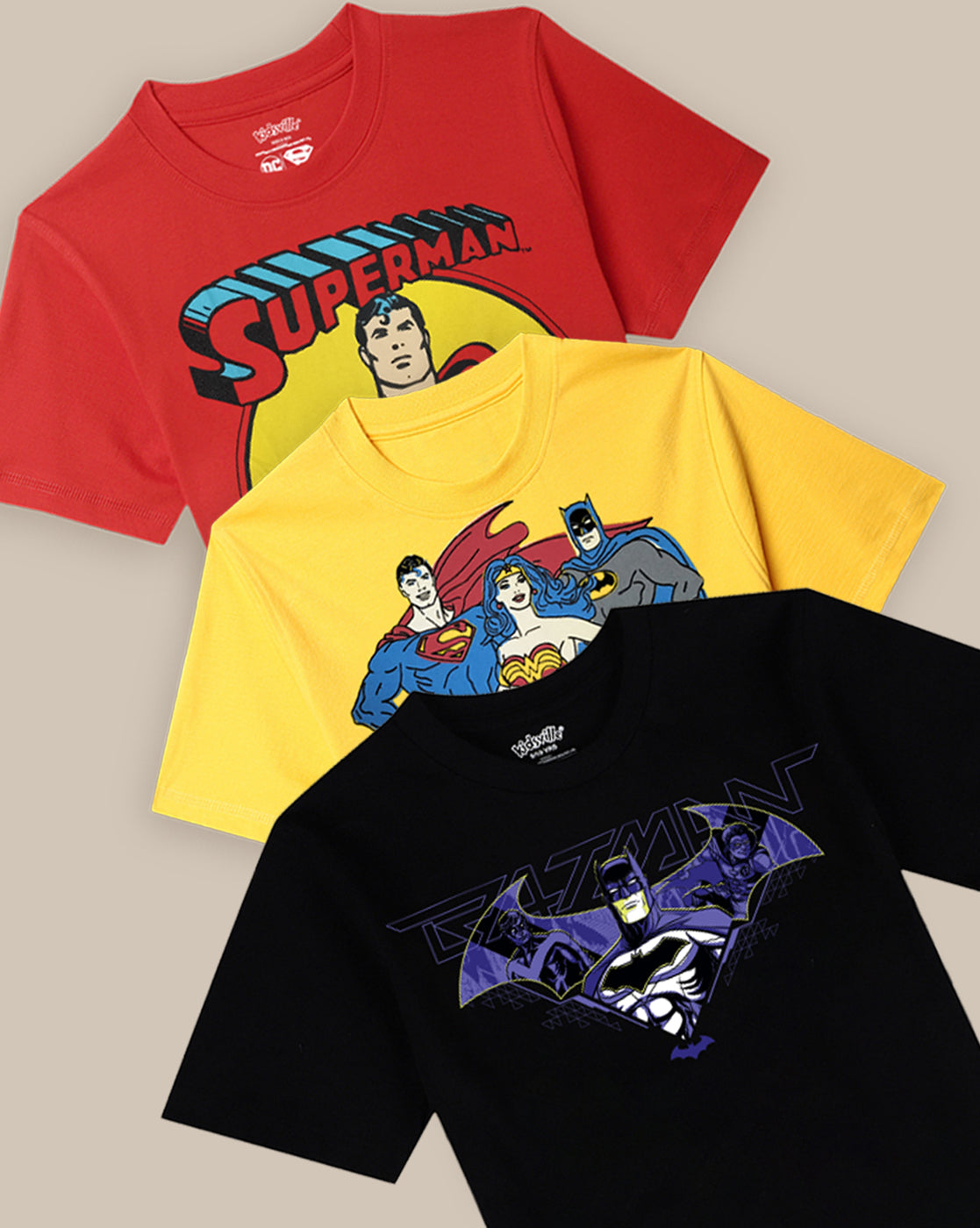Justice League Pack Of 3 T-Shirts Boys