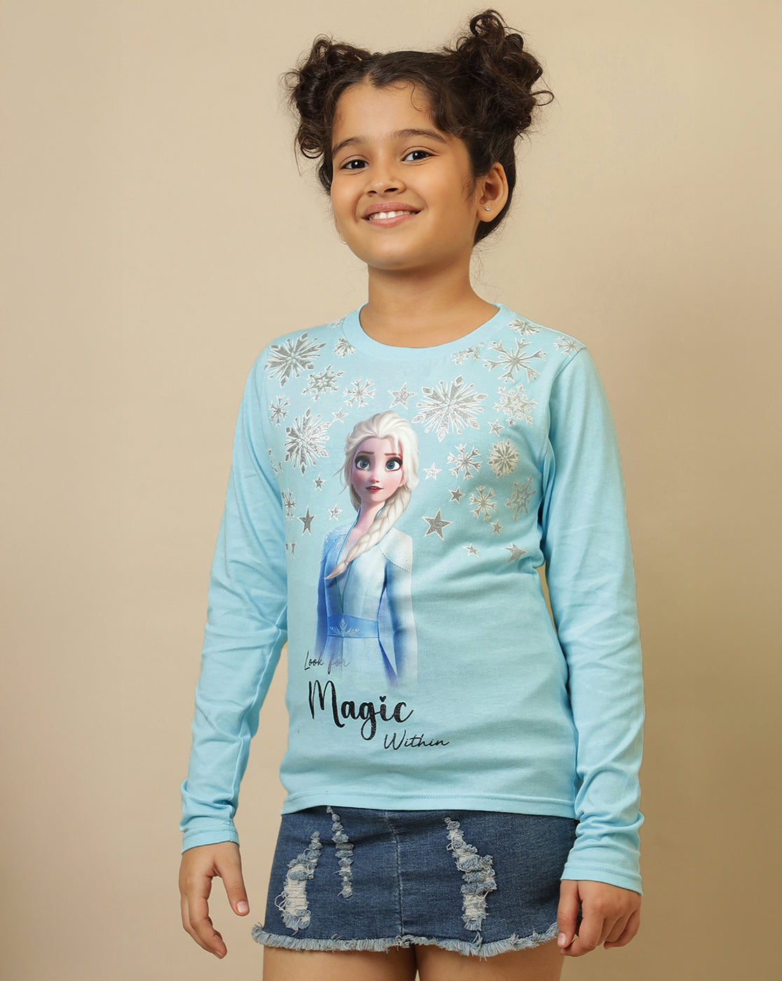 Frozen Printed Regular Fit Tshirt For Girls