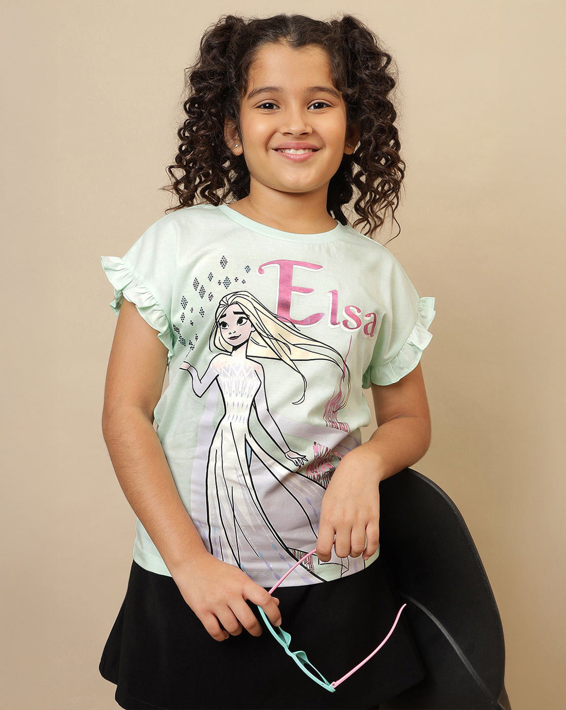 Frozen Printed Relaxed Fit Tshirt For Girls