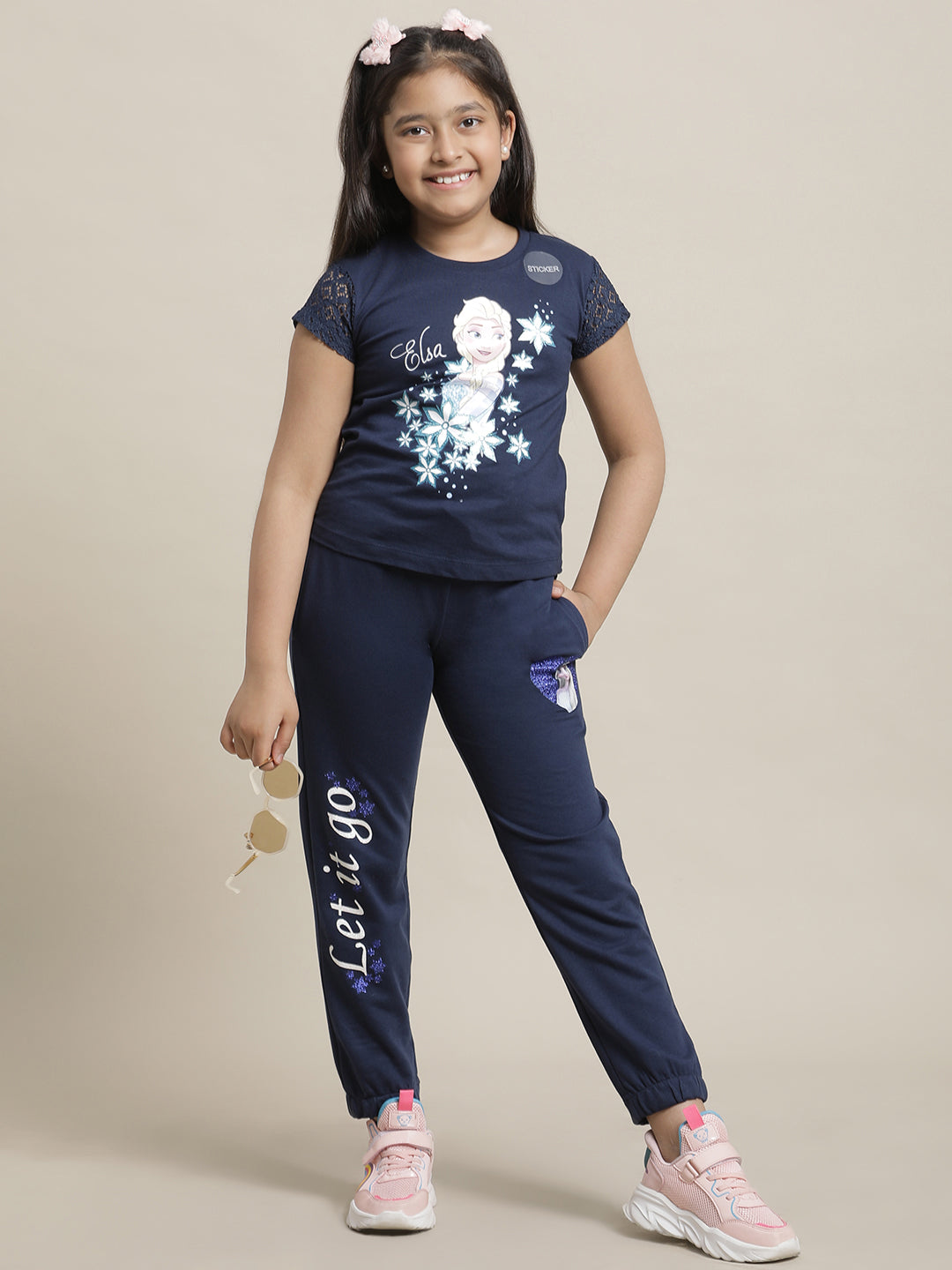 Frozen Printed T-Shirt & Joggers Co-Ords Set For Girls