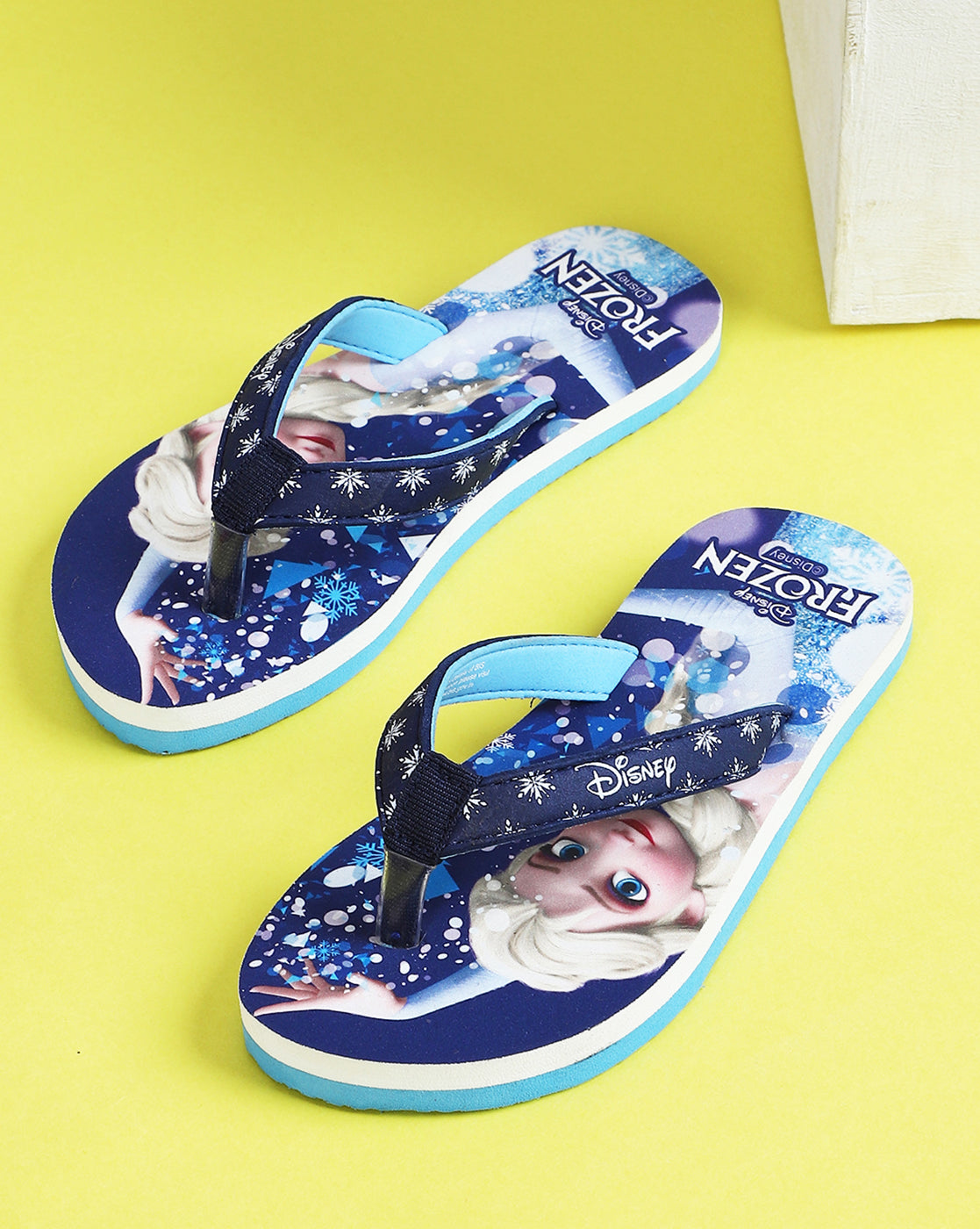Frozen Printed Navy Flip-Flops For Kids Girls