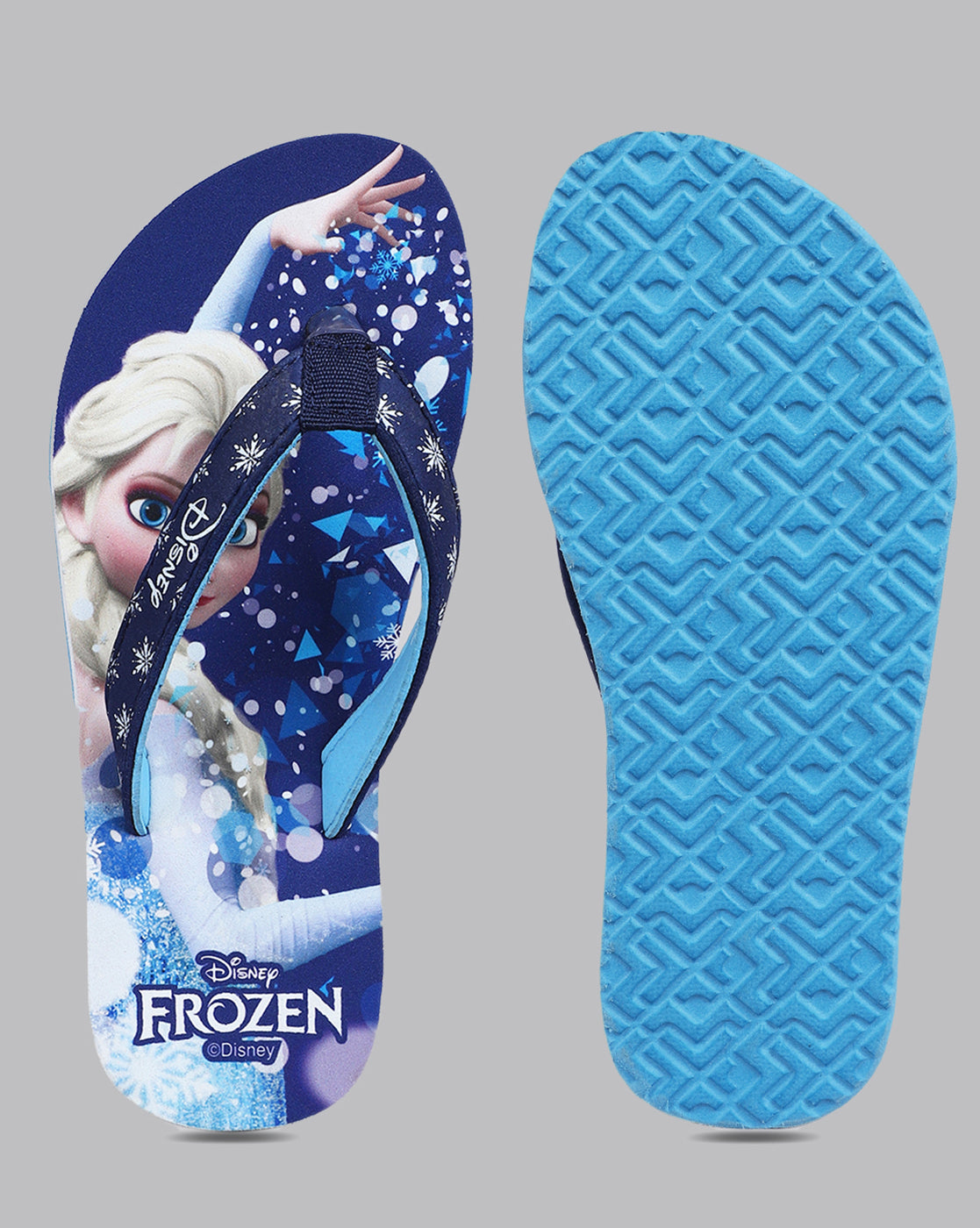 Frozen Printed Navy Flip-Flops For Kids Girls