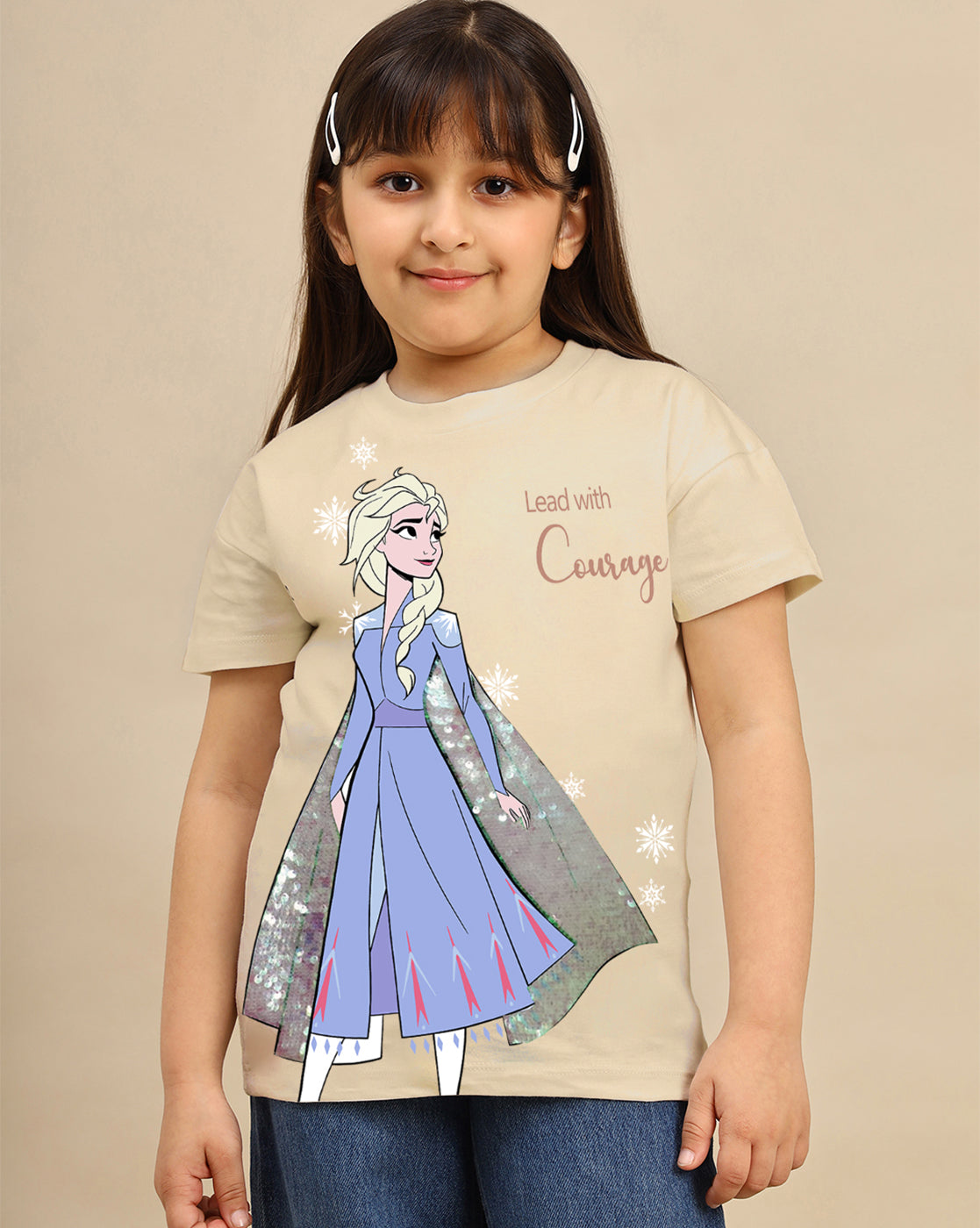 Frozen Printed Relaxed Fit Tshirt For Girls