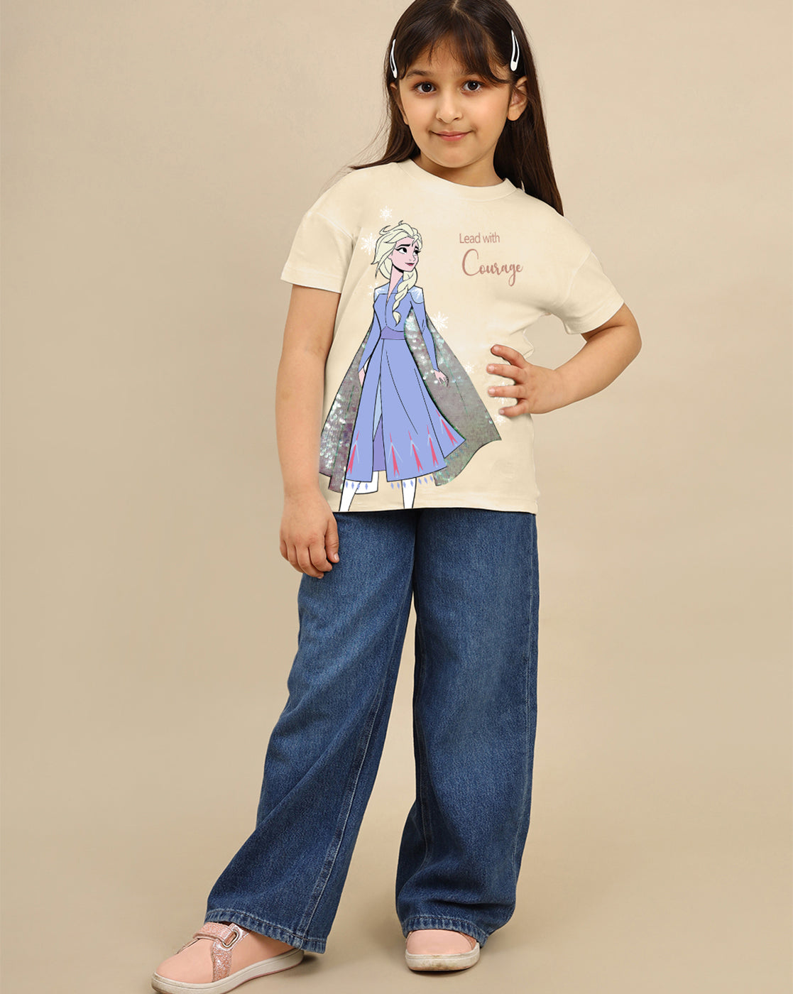 Frozen Printed Relaxed Fit Tshirt For Girls