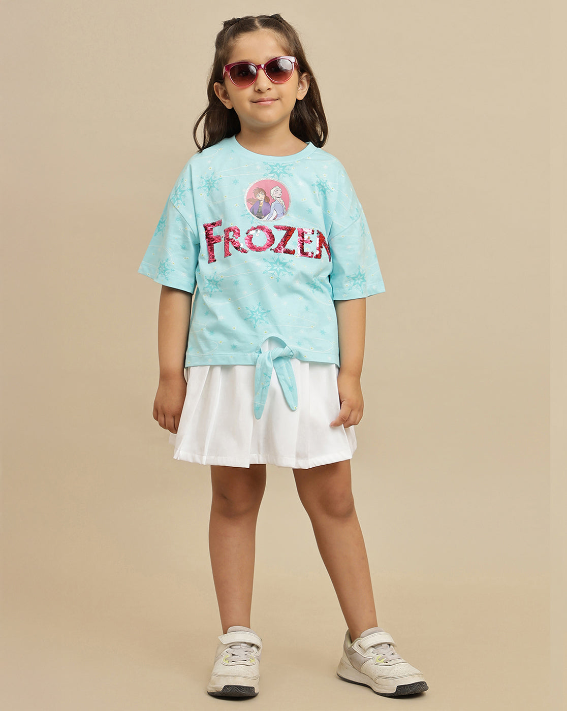 Frozen Printed Oversized Reversible Sequin Tshirt For Girls