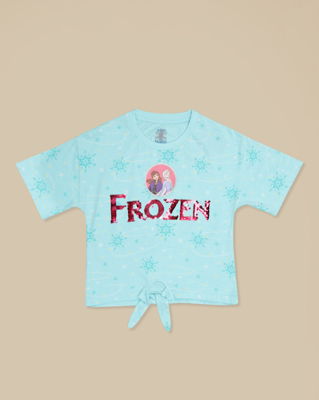 Frozen Printed Oversized Reversible Sequin Tshirt For Girls
