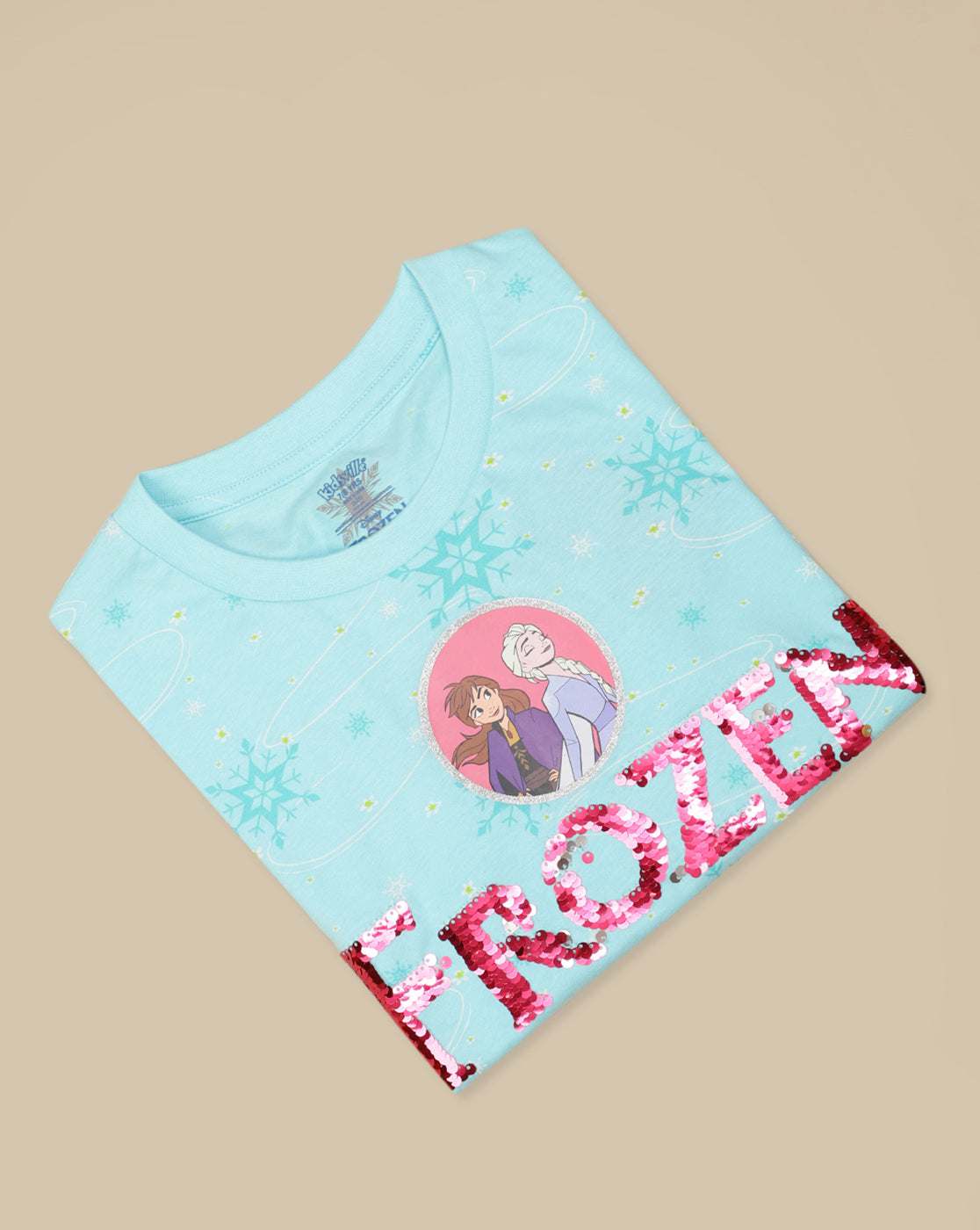 Frozen Printed Oversized Reversible Sequin Tshirt For Girls