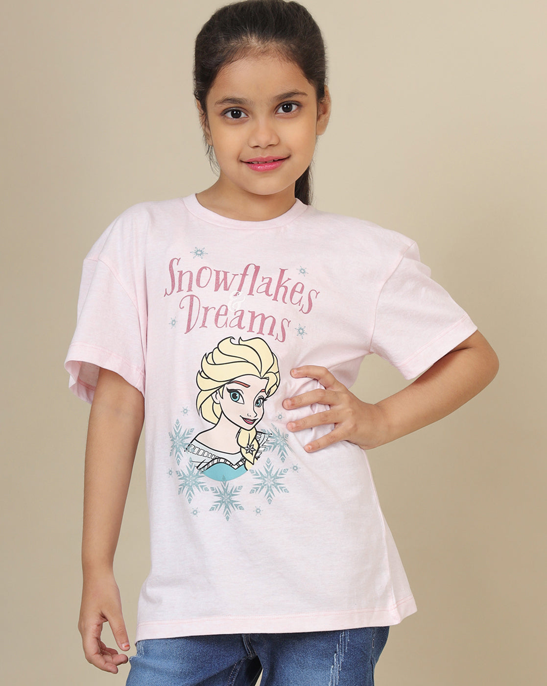 Frozen Printed Oversized Fit Tshirt For Girls