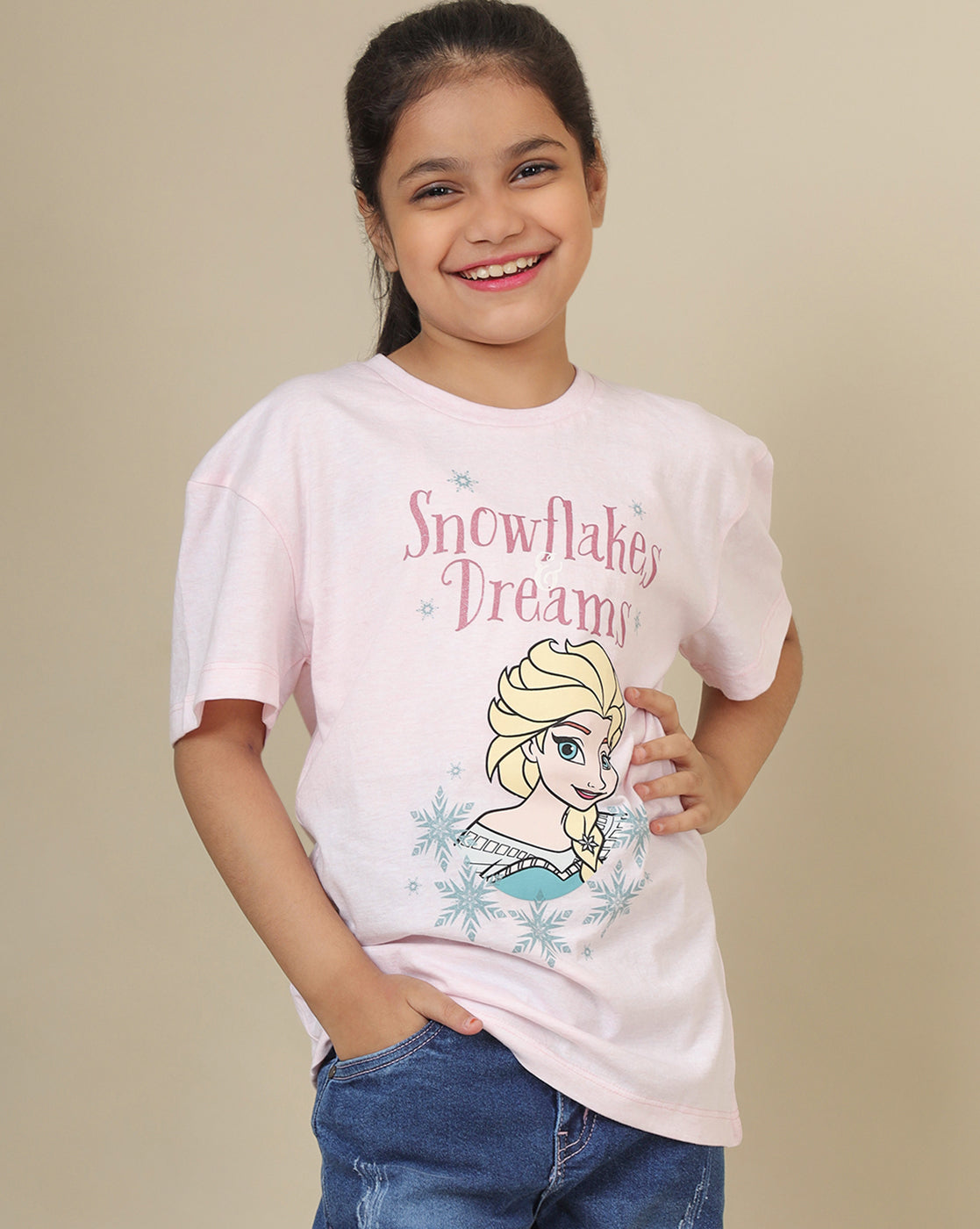 Frozen Printed Oversized Fit Tshirt For Girls