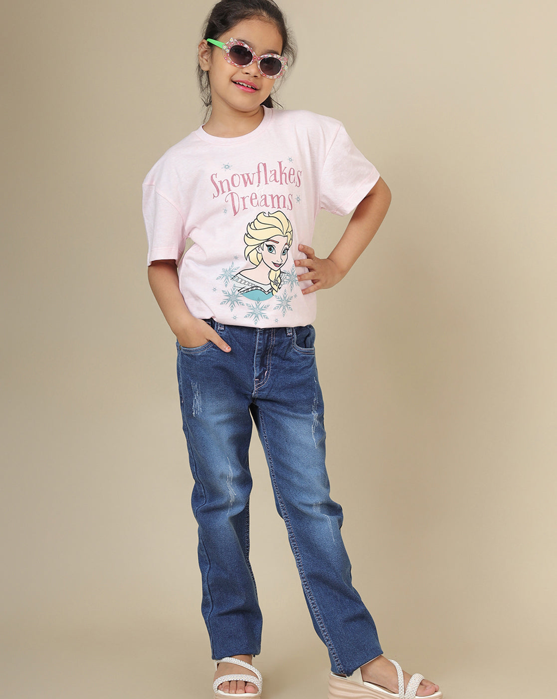 Frozen Printed Oversized Fit Tshirt For Girls