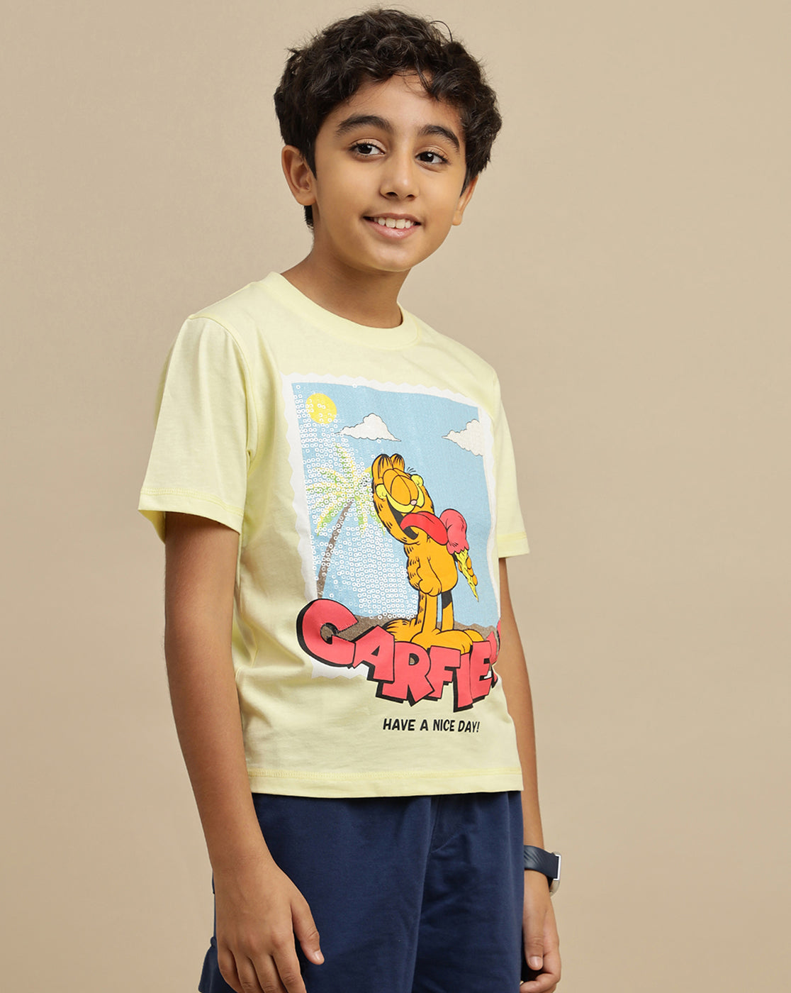 Garfield Printed Regular Fit Tshirt For Boys