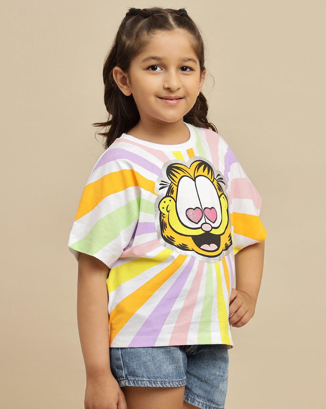 Garfield Printed Oversized Tshirt For Girls